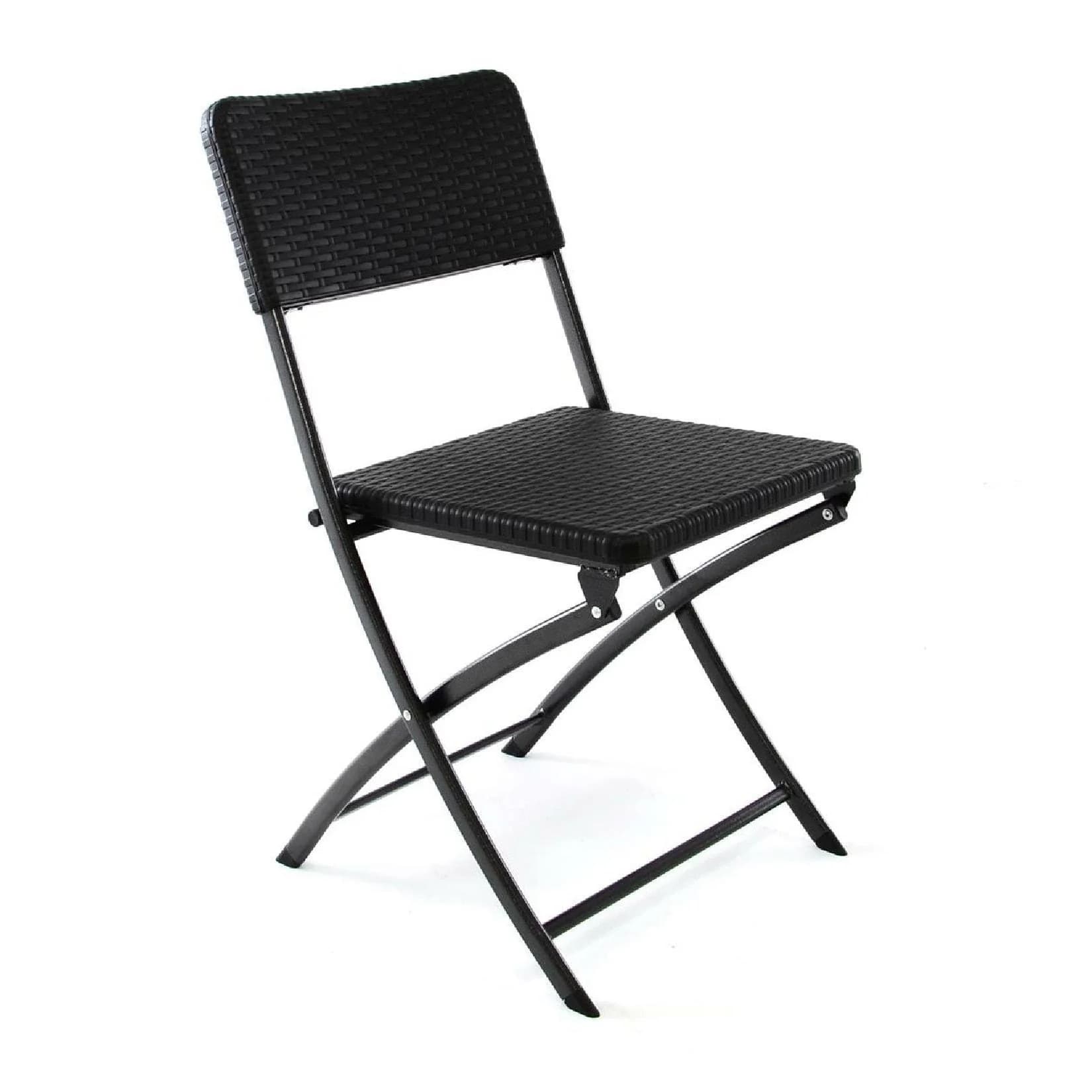 VCM Gartenstuhl Klappstuhl Schwarz Rattan-Optik Kunststoff