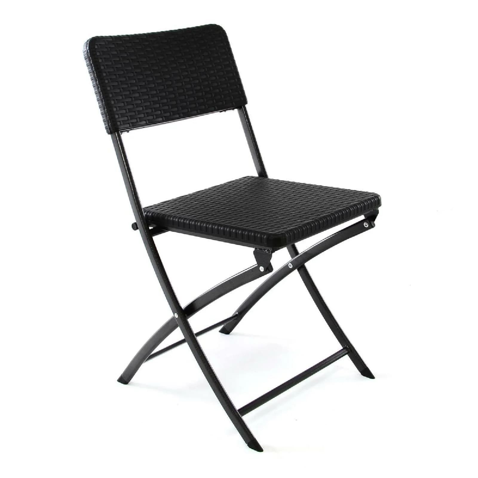 VCM Gartenstuhl Klappstuhl Schwarz Rattan-Optik Kunststoff - Bild 2