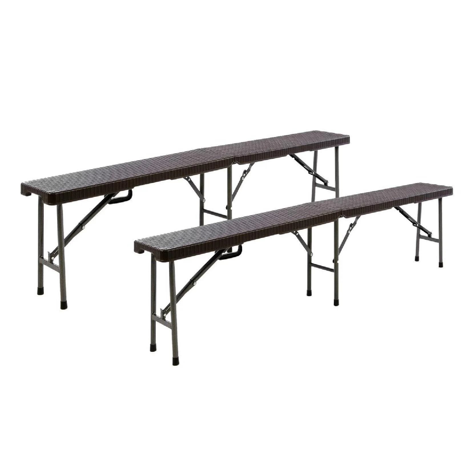 VCM 2er Set Klappbank Rattan-Optik Braun Partybank