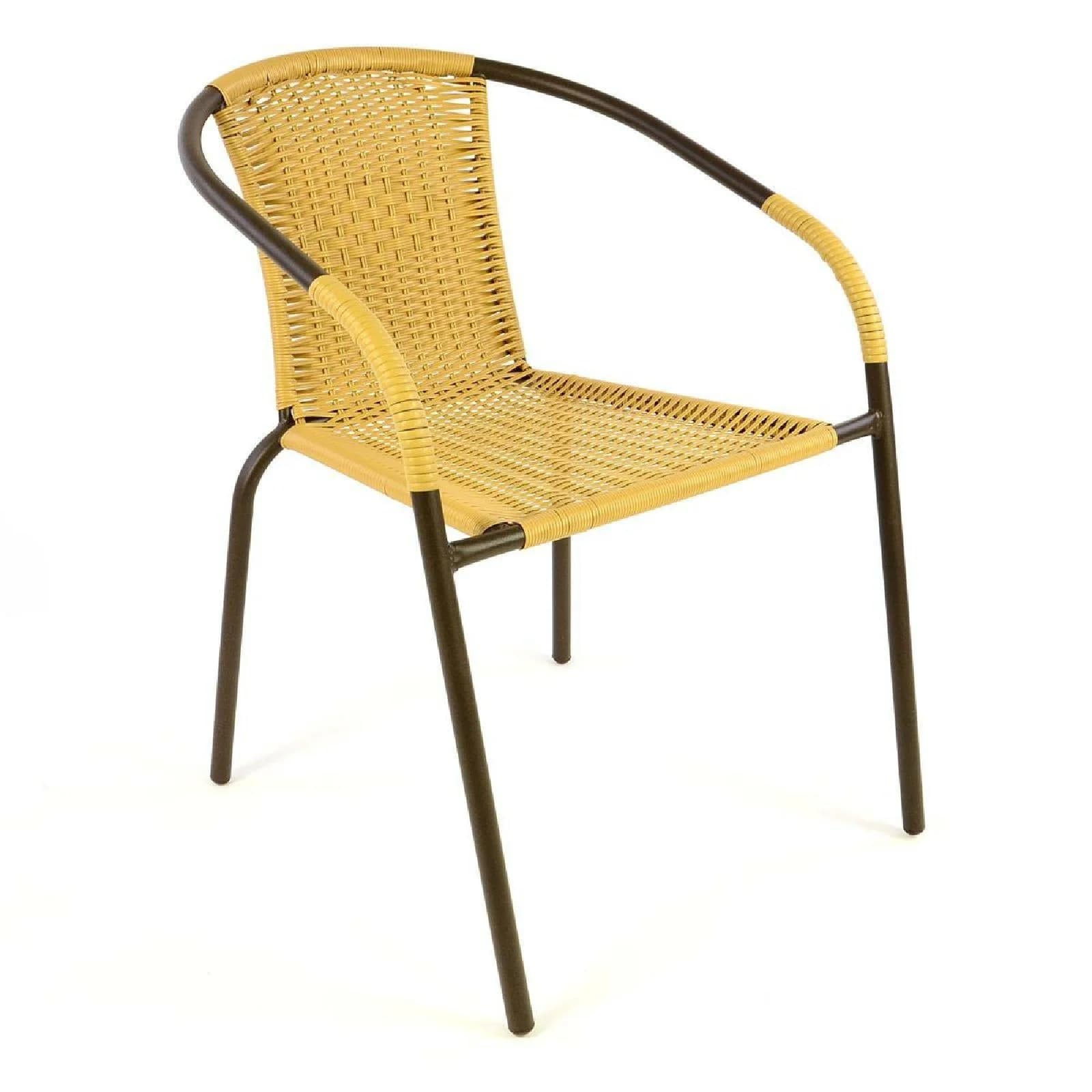 VCM Bistrostuhl Gartenstuhl Gelb Poly Rattan Stapelbar