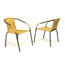 VCM 2er Set Bistrostuhl Gartenstuhl Gelb Poly Rattan Stapelbar Bild 1