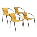 VCM 4er Set Bistrostühle Gartenstuhl Gelb Poly Rattan Stapelbar Bild 1