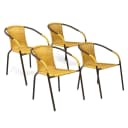 VCM 4er Set Bistrostühle Gartenstuhl Gelb Poly Rattan Stapelbar Bild 2