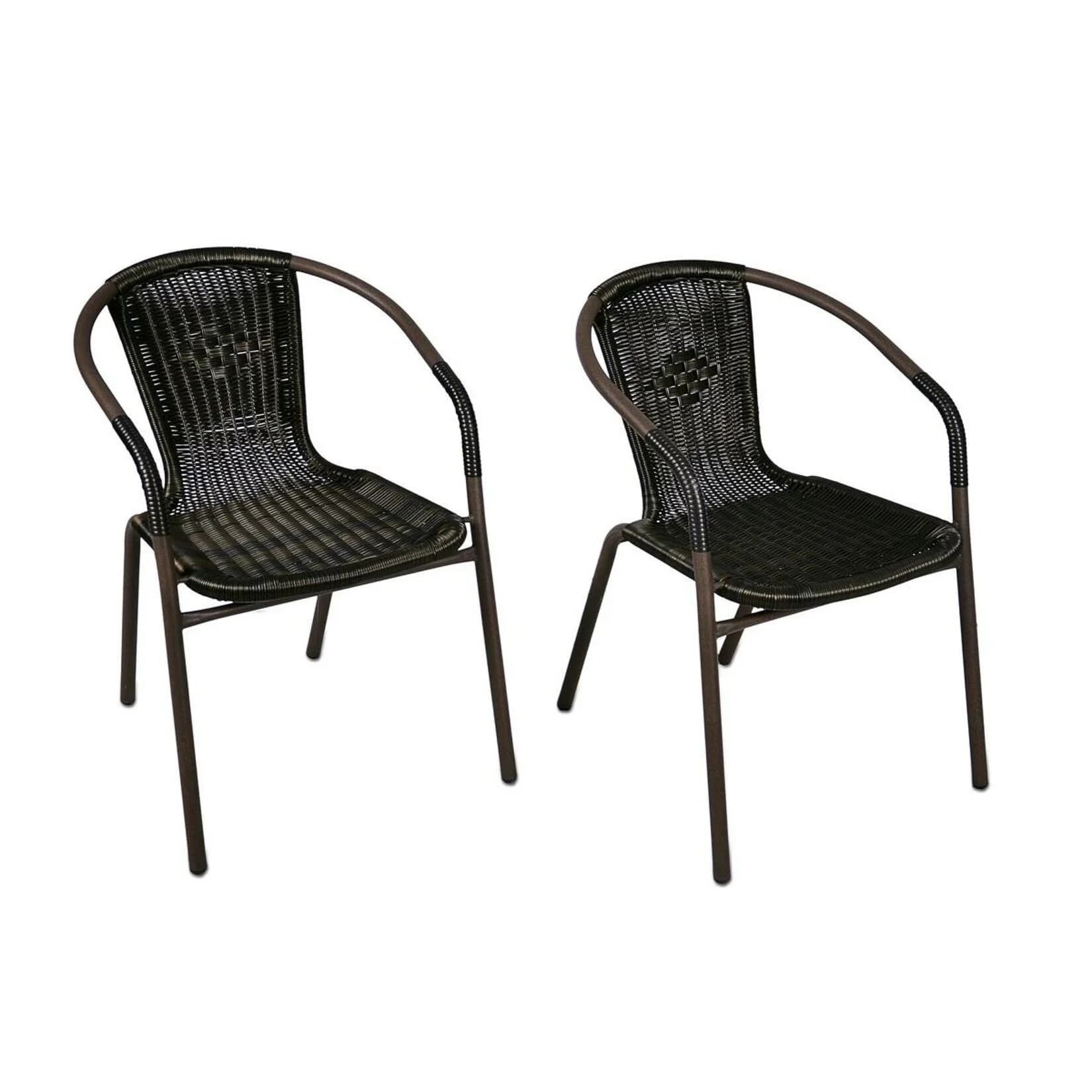 VCM 4er Set Bistrostuhl Dunkelbraun Poly Rattan Stapelstuhl
