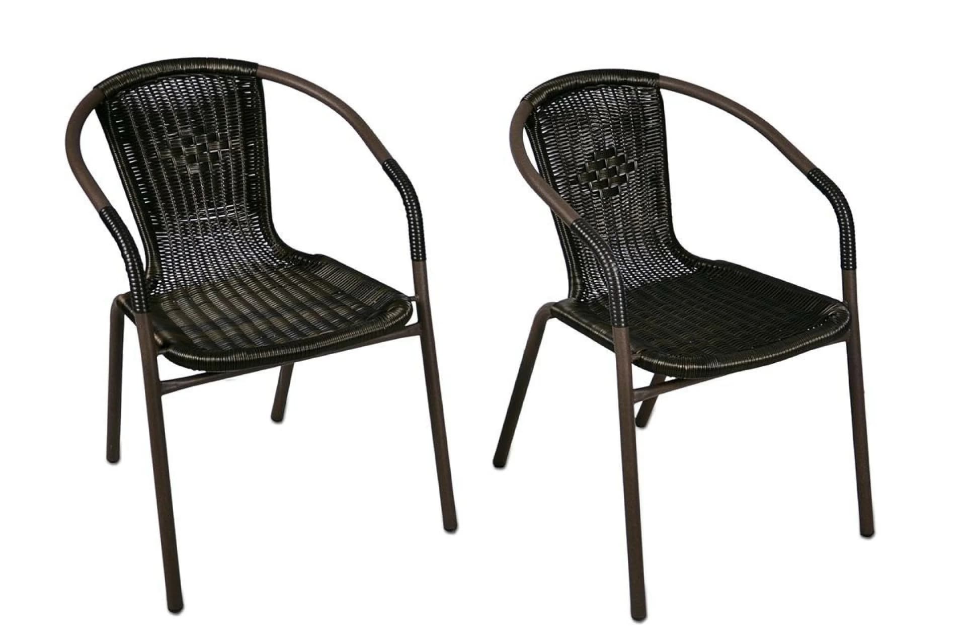 VCM 4er Set Bistrostuhl Dunkelbraun Poly Rattan Stapelstuhl - Bild 2