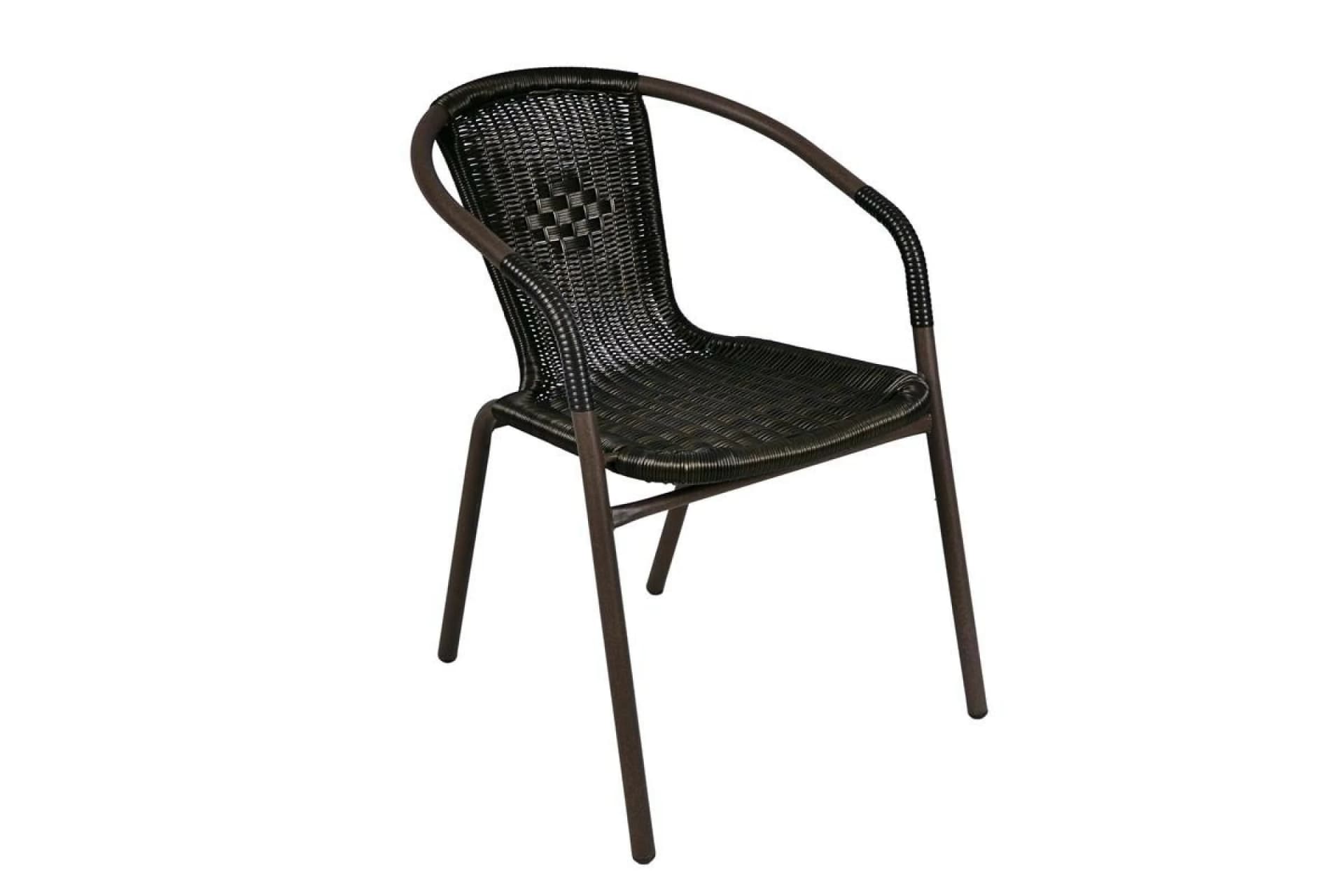VCM Bistrostuhl Stapelbar Dunkelbraun Rattan Stahl - Bild 2