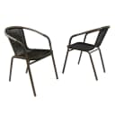 VCM Bistrostuhl 2er Set Dunkelbraun Poly-Rattan Stapelbar Bild 2