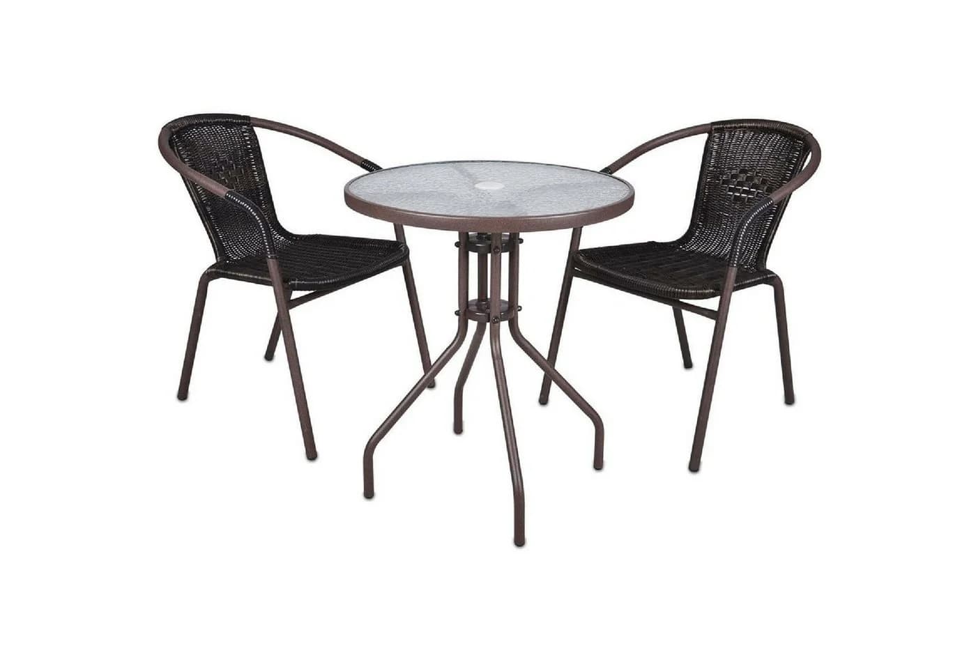 VCM 3-tlg. Bistroset Garten Essgruppe Braun Poly Rattan - Bild 3