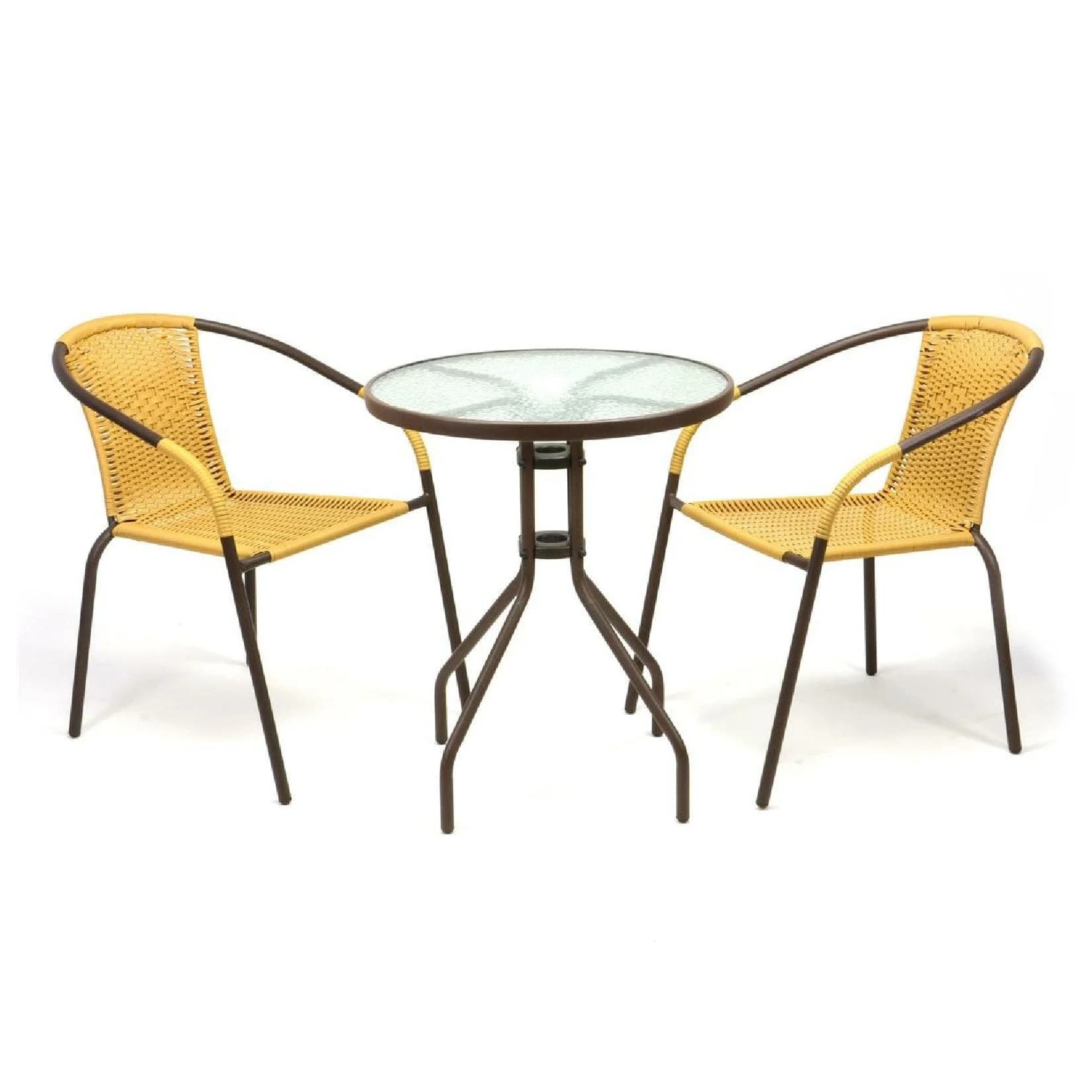 VCM 3-tlg. Bistroset Balkon Stuhl Tisch Set Beige Poly Rattan