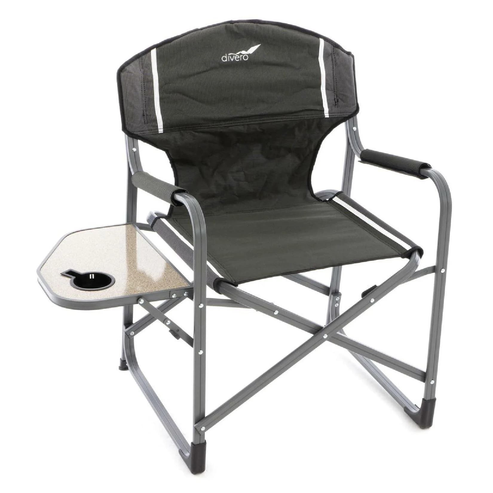 VCM Angelstuhl mit Tisch Schwarz Klappbar Aluminium