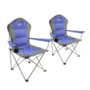 VCM Deluxe Campingstuhl Angelstuhl Blau/Grau mit Getränkehalter Bild 2