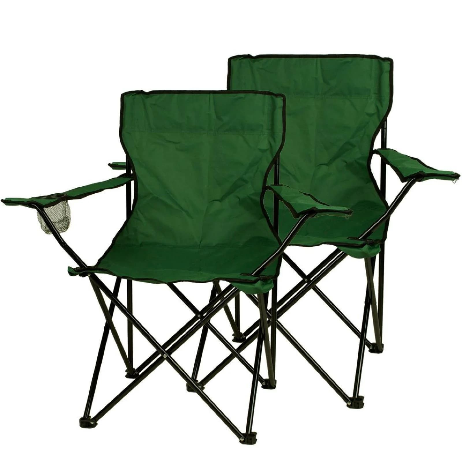 VCM 2er Set Campingstuhl Faltstuhl mit Getränkehalter Grün - Bild 2