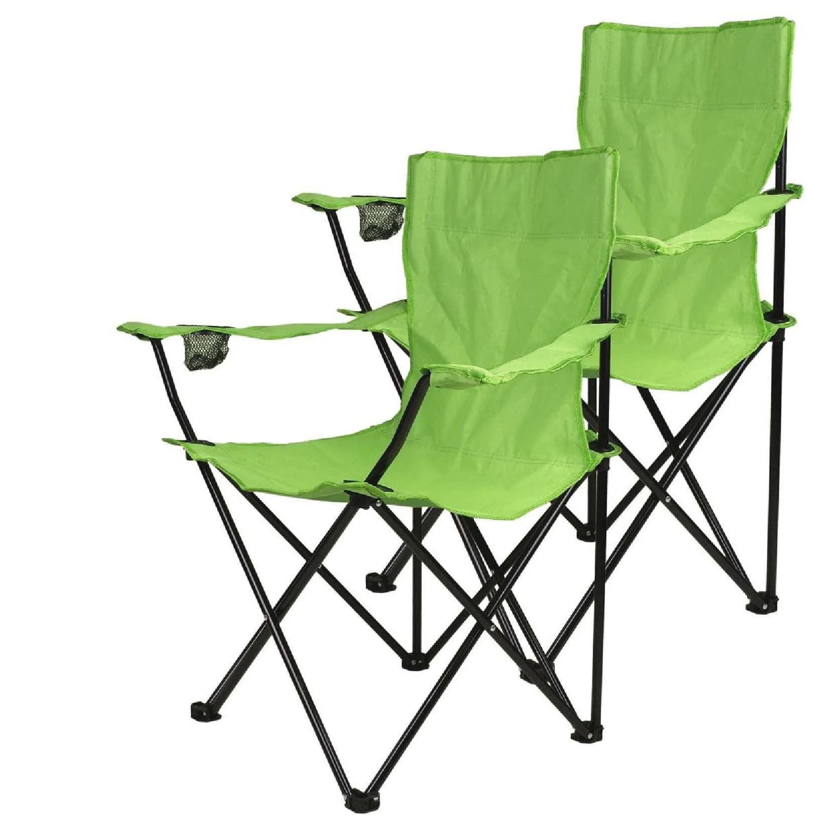 VCM 2x Angelstuhl mit Getränkehalter - Grün Faltstuhl Camping