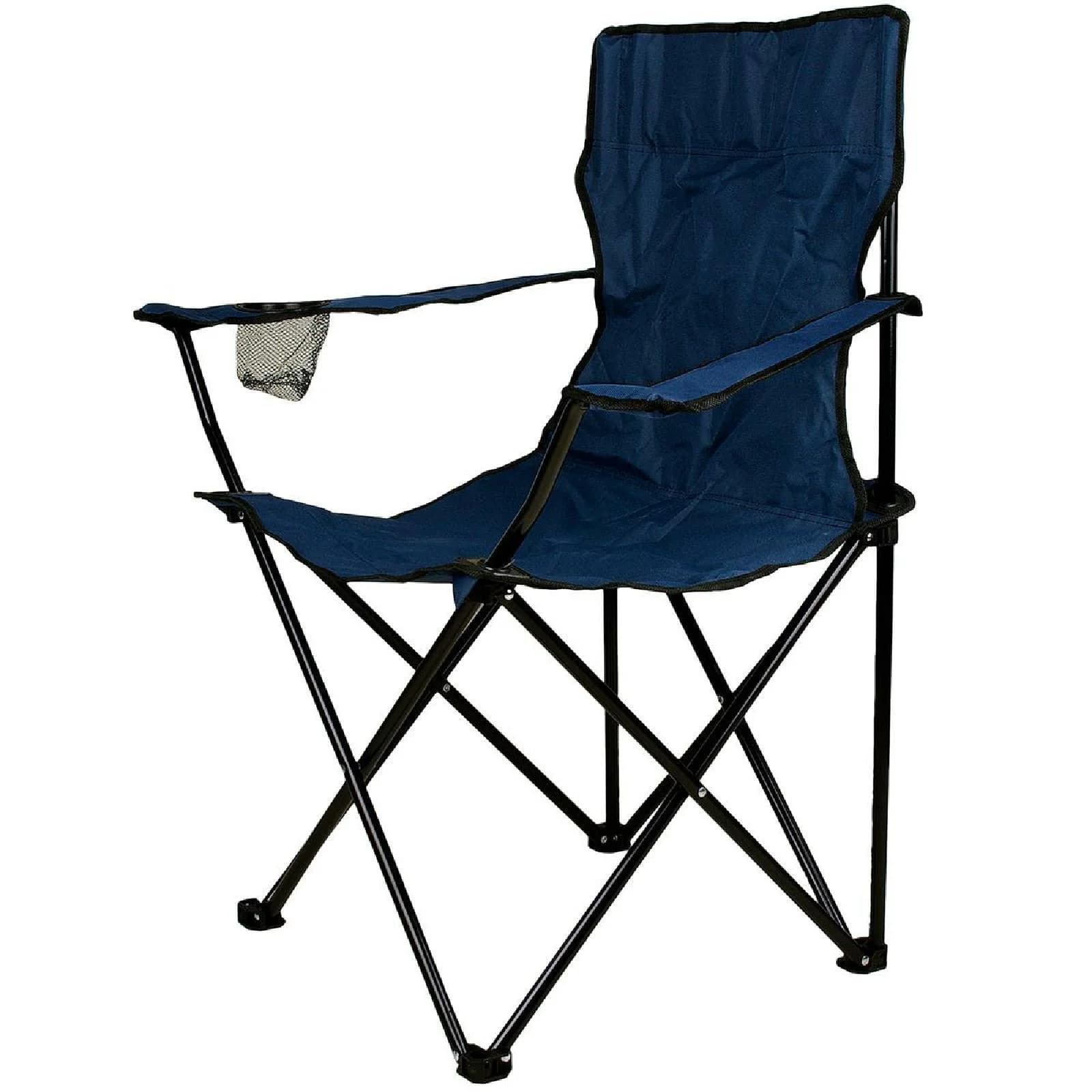 VCM Angelstuhl mit Getränkehalter - Blauer Faltstuhl für Camping & Garten