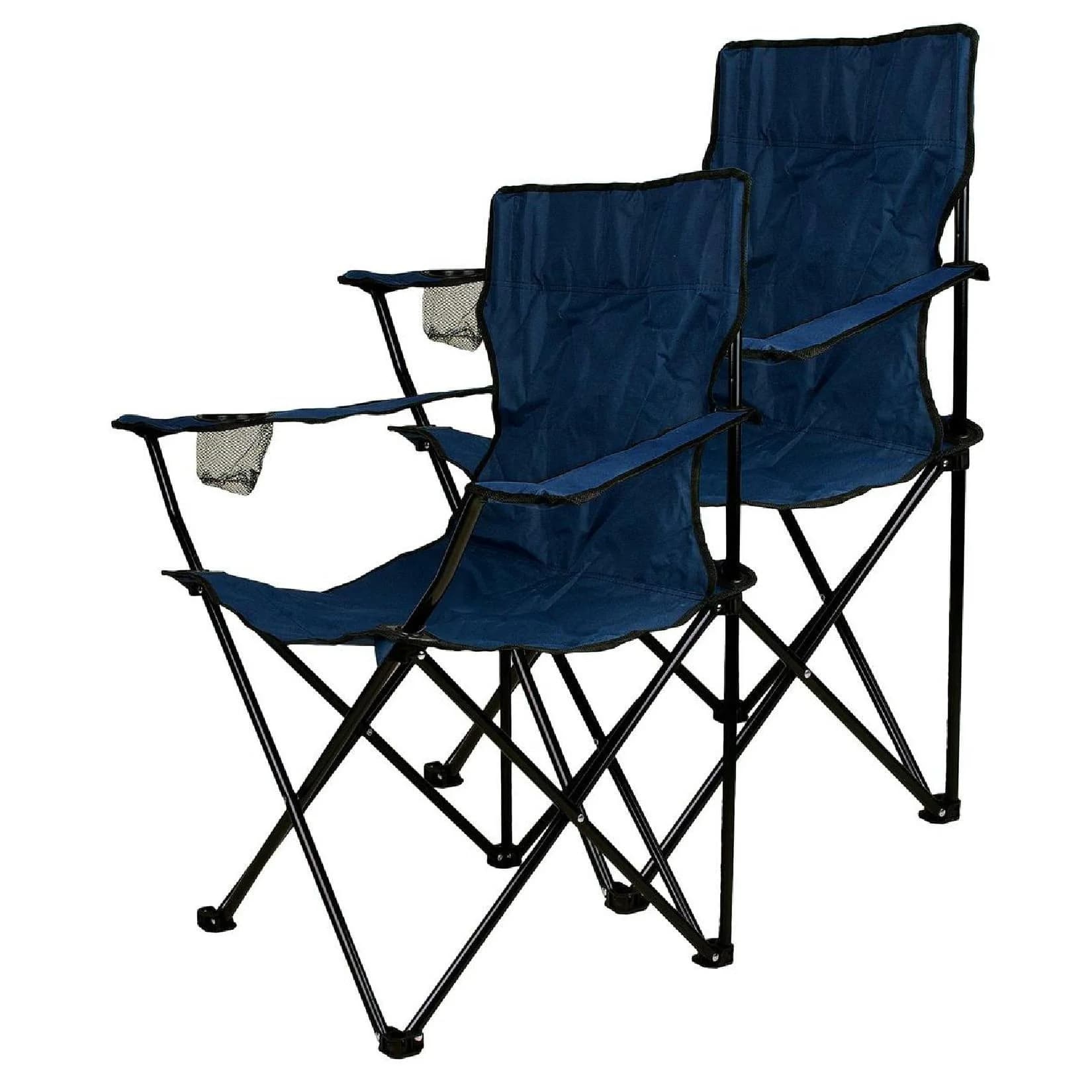 VCM Angelstuhl 2er Set mit Getränkehalter Blau Klappbar