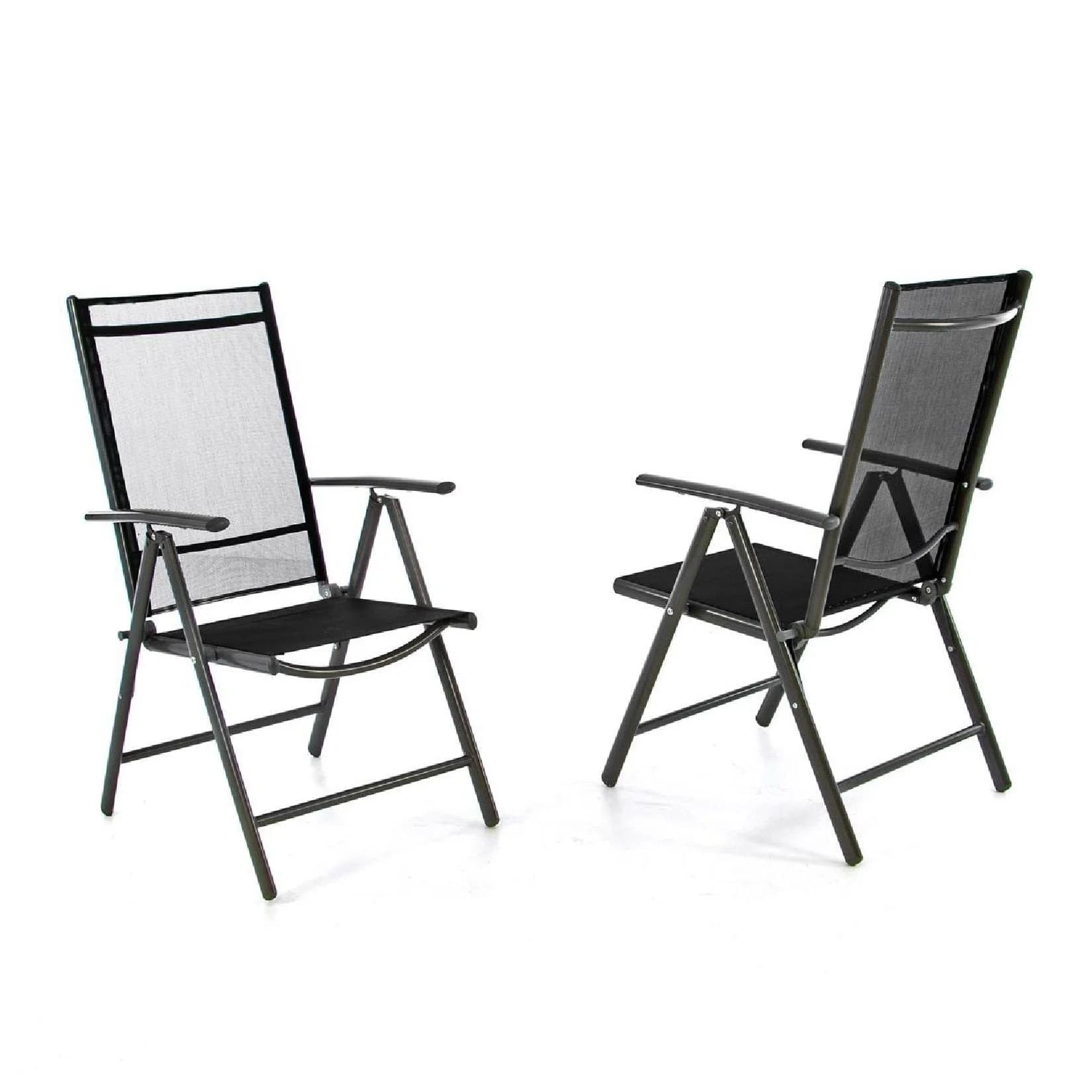 VCM 2er Set Klappstuhl Gartenstuhl Schwarz Verstellbare Lehne