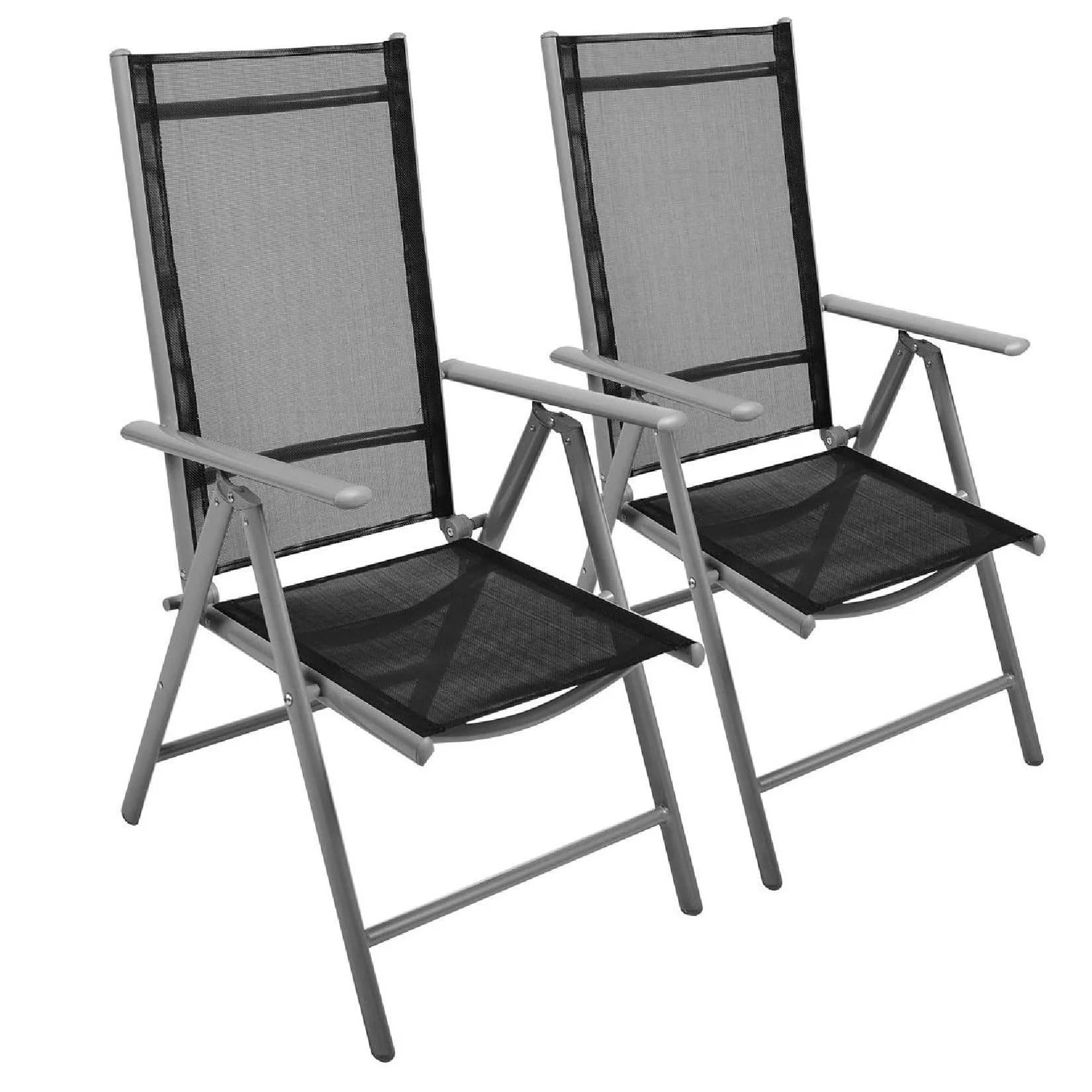 VCM 2er Set Klappstuhl Gartenstuhl Schwarz Grau