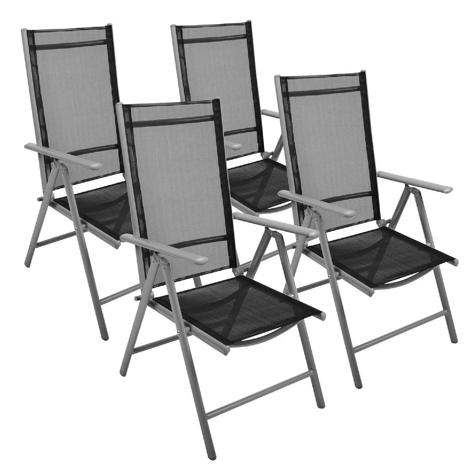 VCM 4er Set Klappstuhl Gartenstuhl Schwarz Grau Aluminium