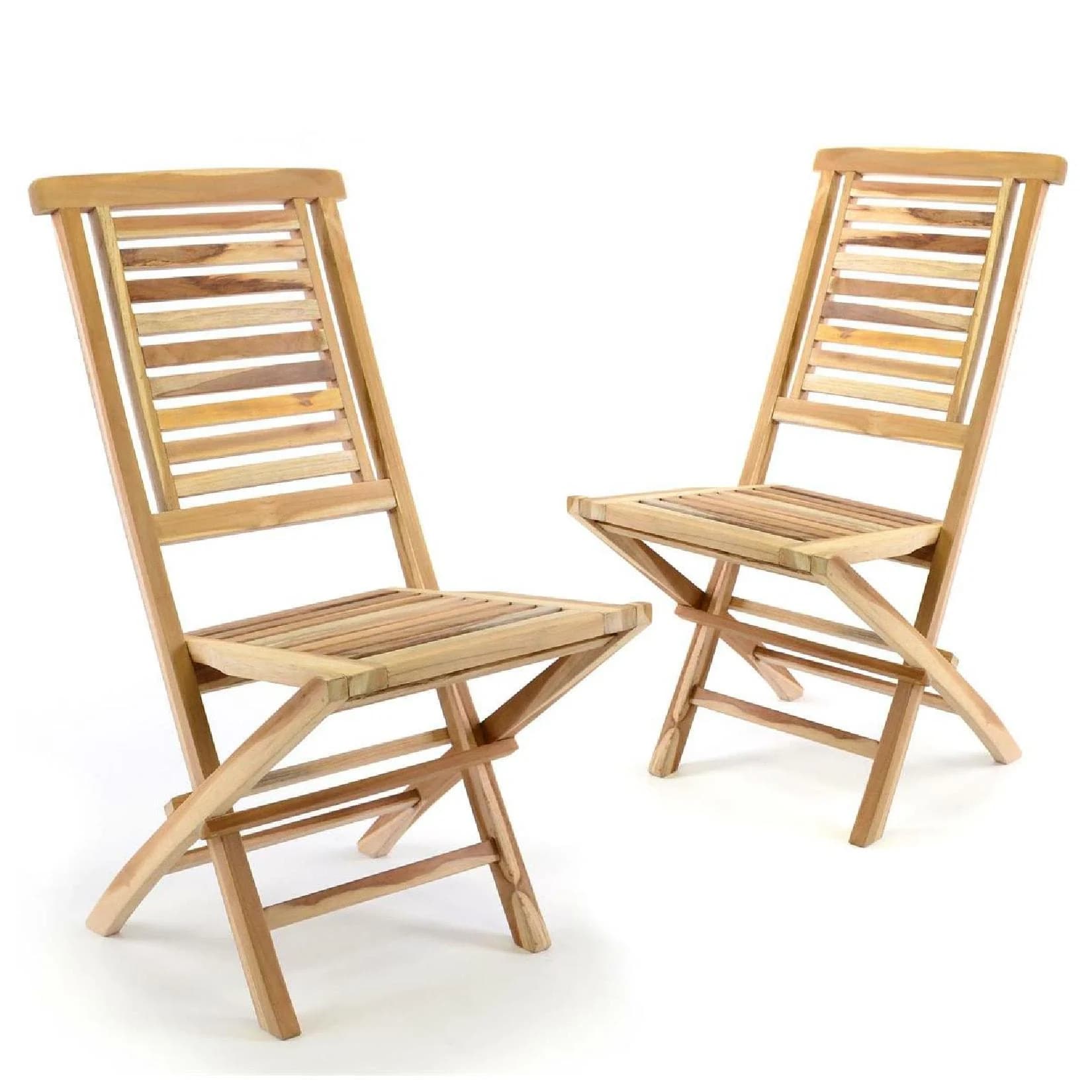 VCM 2er Set Gartenstuhl Hochlehner Klappstuhl Teak Holz Braun