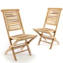 VCM 2er Set Gartenstuhl Hochlehner Klappstuhl Teak Holz Braun Bild 2