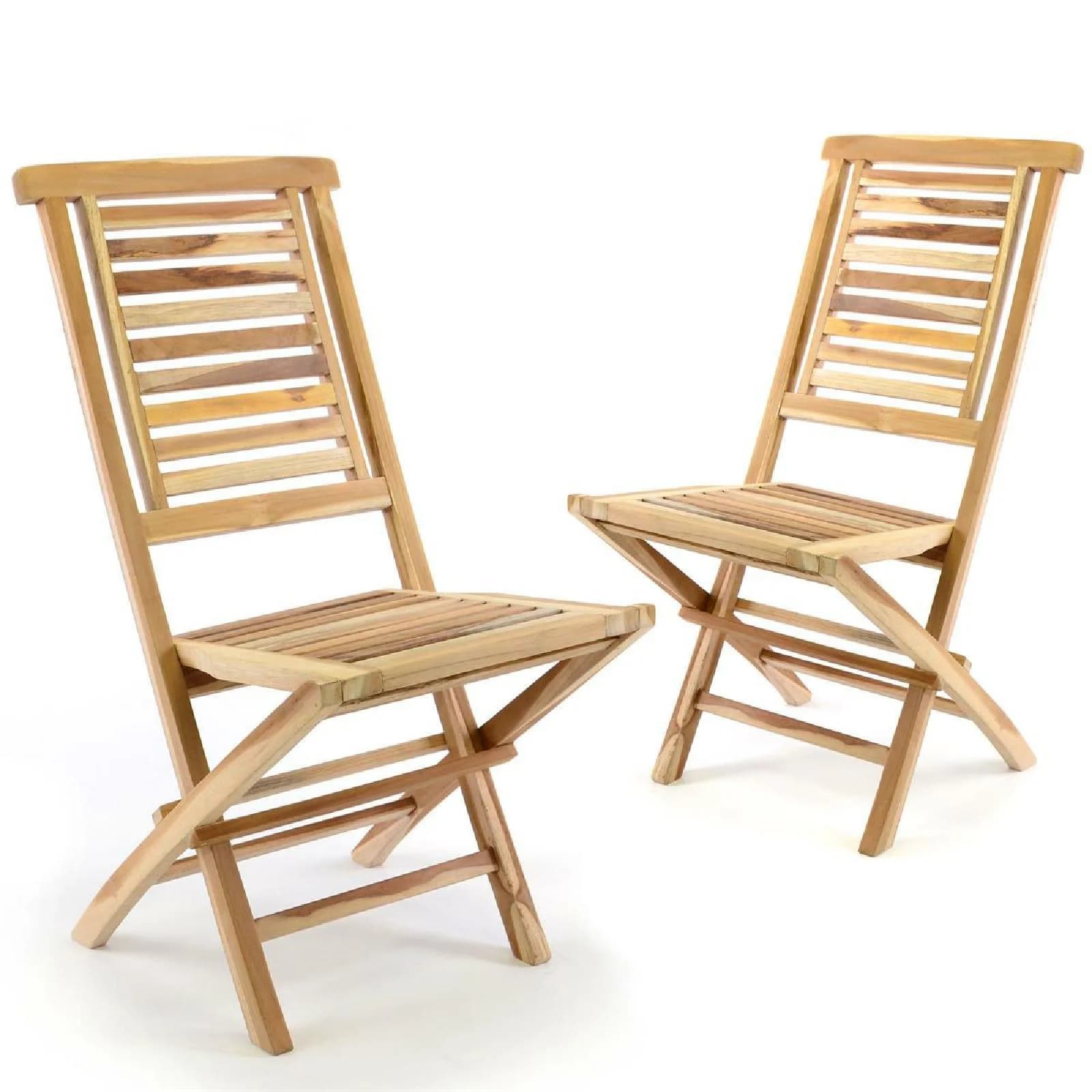 VCM 2er Set Gartenstuhl Hochlehner Klappstuhl Teak Holz Braun - Bild 2