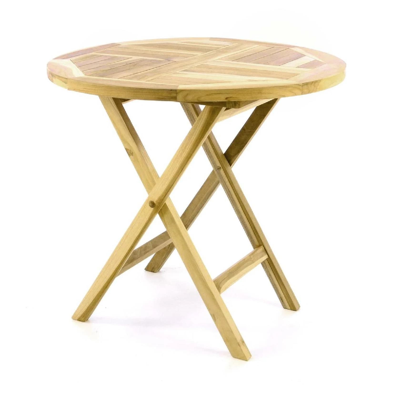 VCM Gartentisch Teak Holz Klappbar Rund Braun Ø 80 cm