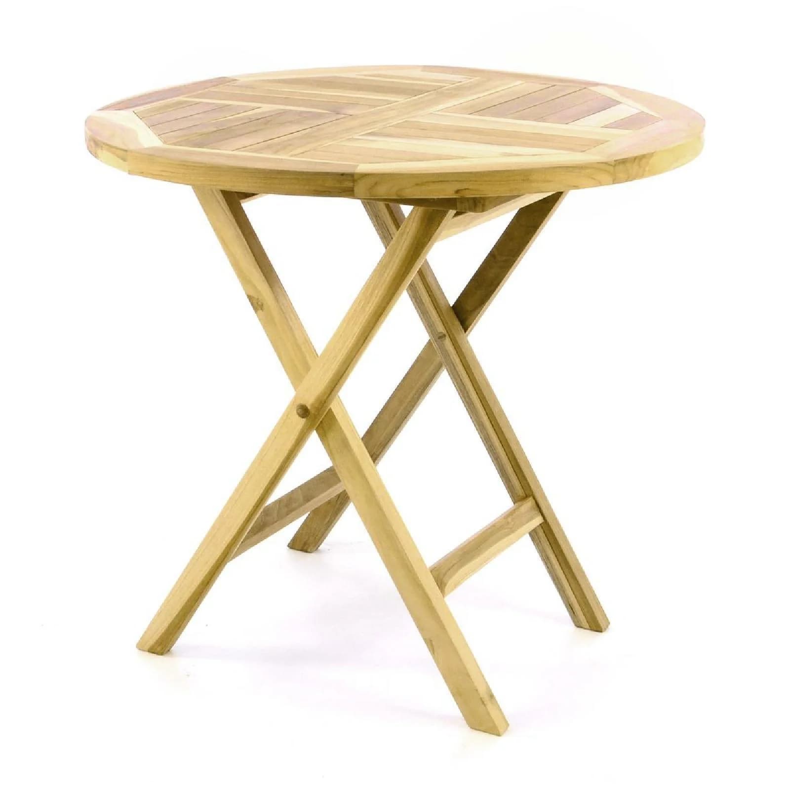 VCM Gartentisch Teak Holz Klappbar Rund Braun Ø 80 cm - Bild 2