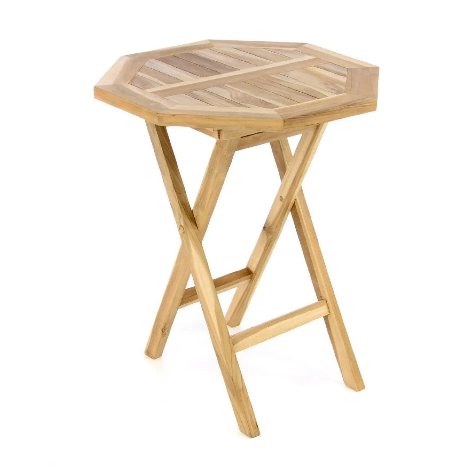 VCM Teak Gartentisch Klappbar Achteckig 60cm Natur Braun