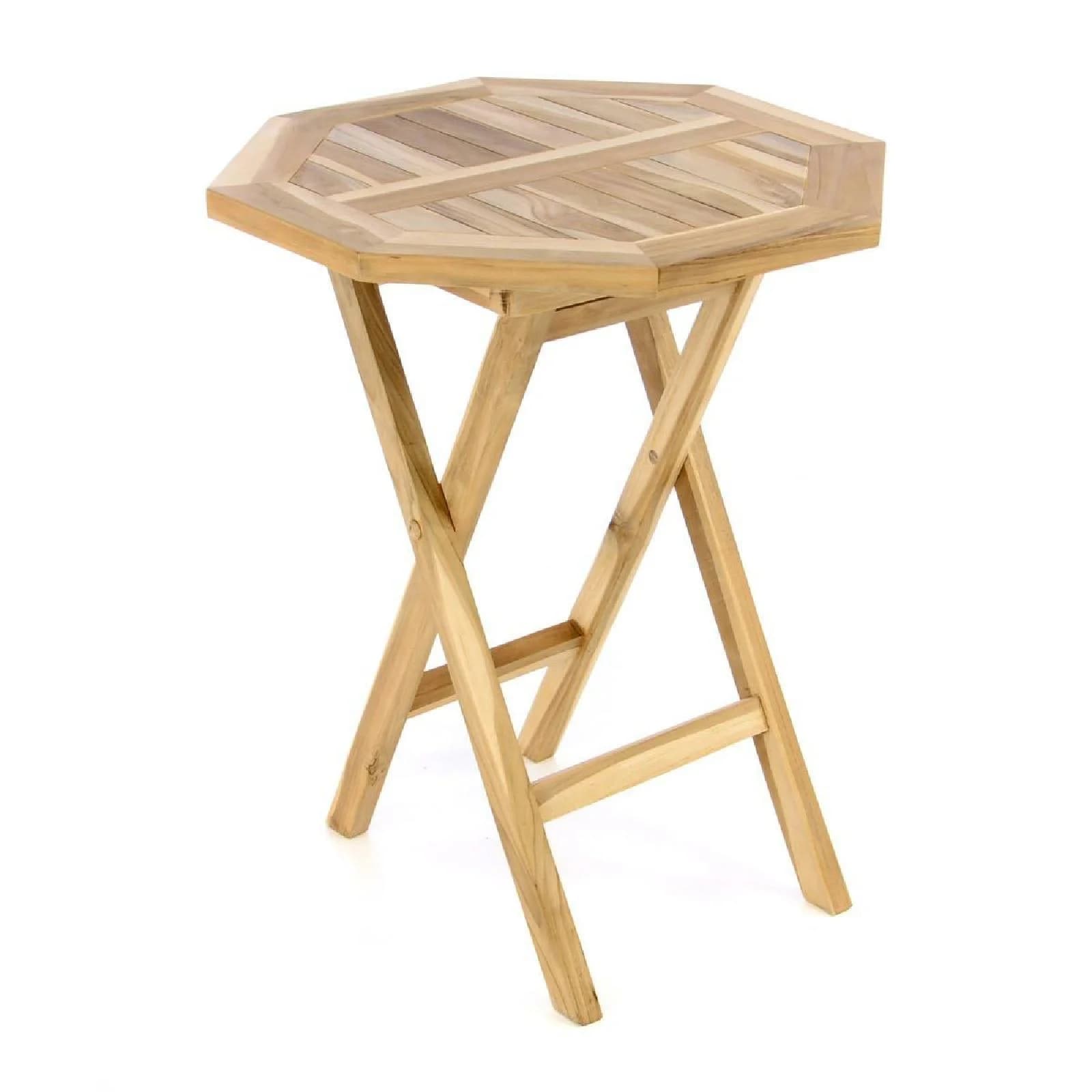 VCM Teak Gartentisch Klappbar Achteckig 60cm Natur Braun - Bild 2