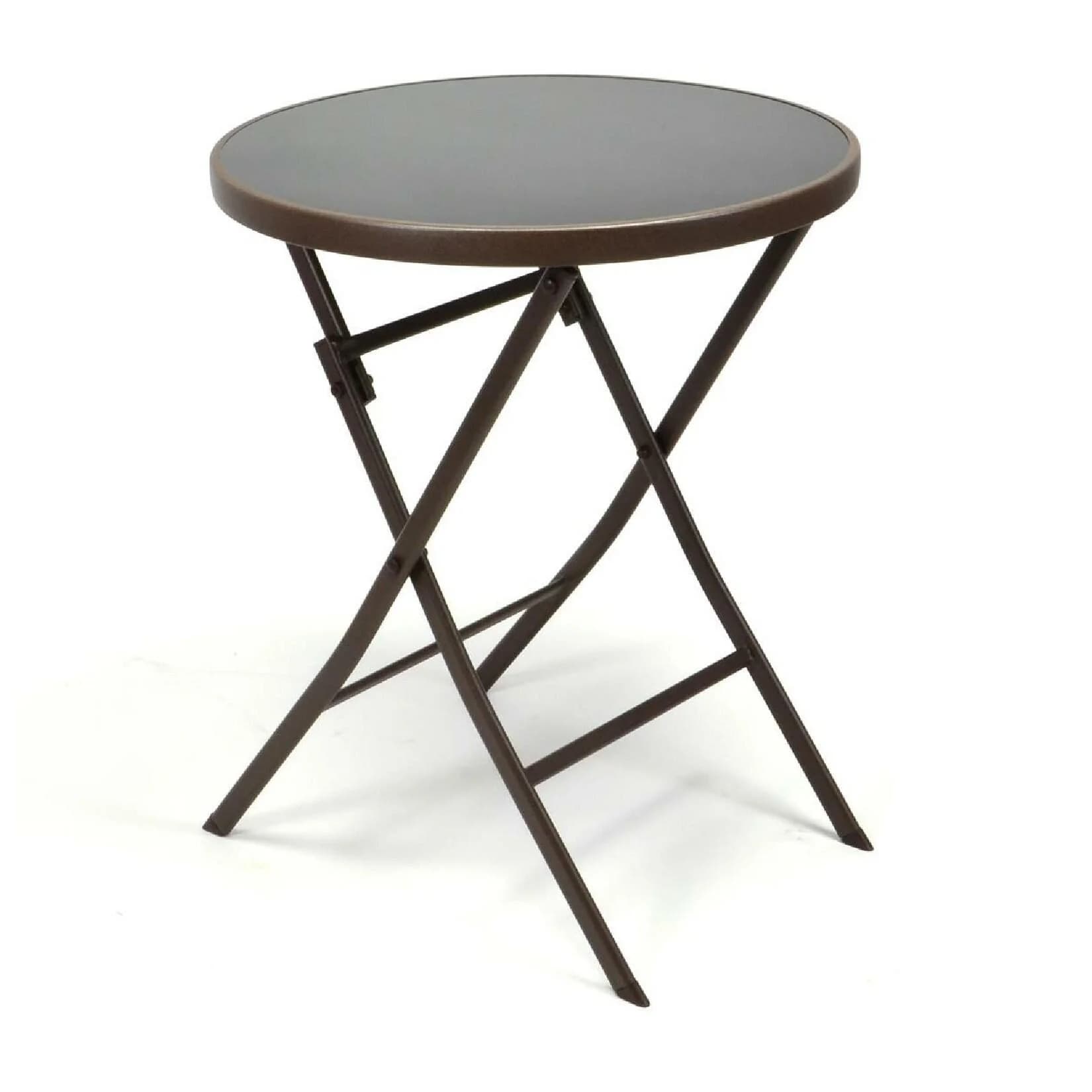 Klapptisch aus Glas und Stahl, Ø 60cm