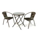 VCM 3-tlg. Bistroset Gartenmöbelset mit Glastisch und Polyrattan Stühlen Braun Bild 1