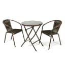 VCM 3-tlg. Bistroset Gartenmöbelset mit Glastisch und Polyrattan Stühlen Braun Bild 2