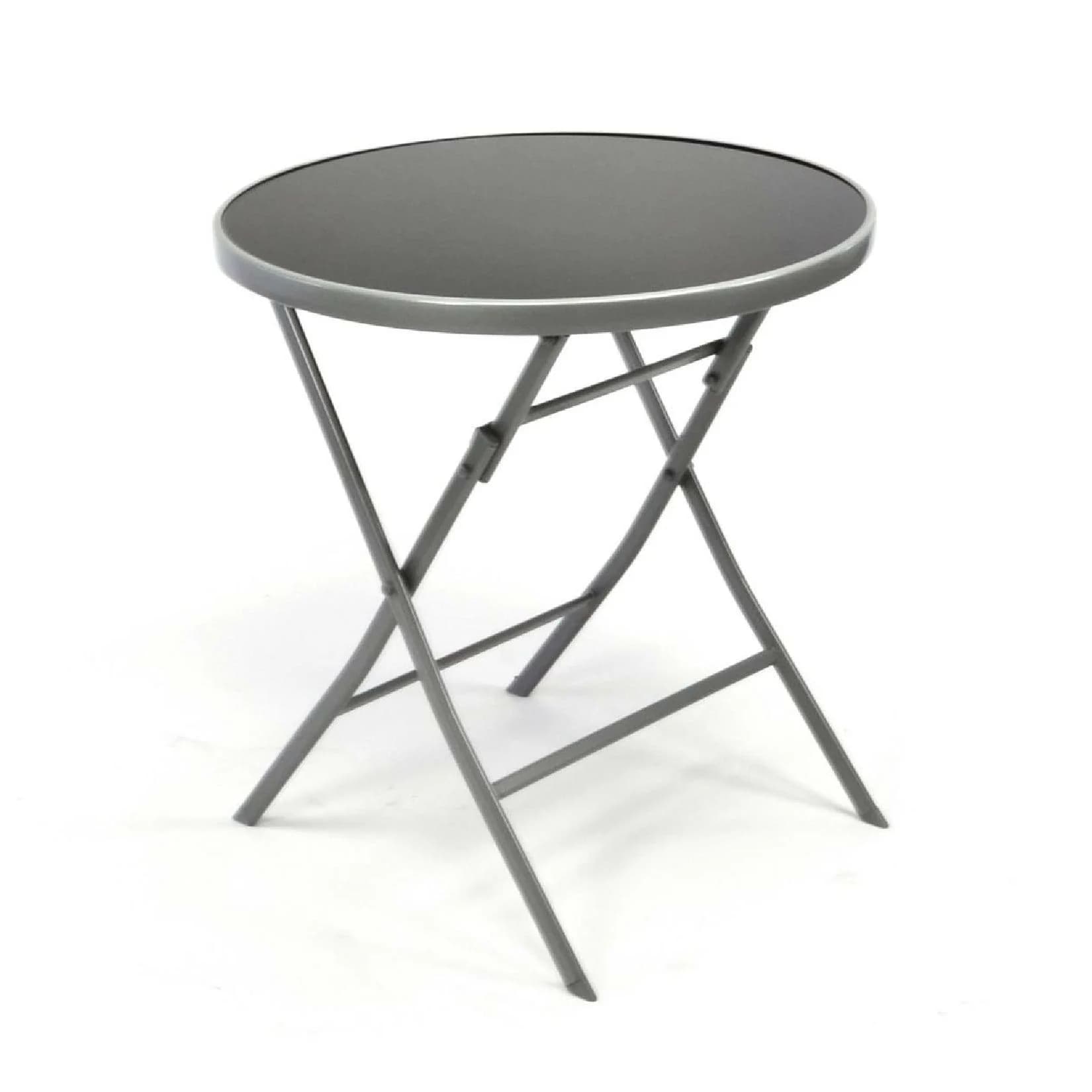 VCM Klapptisch mit Glasplatte Schwarz Silber