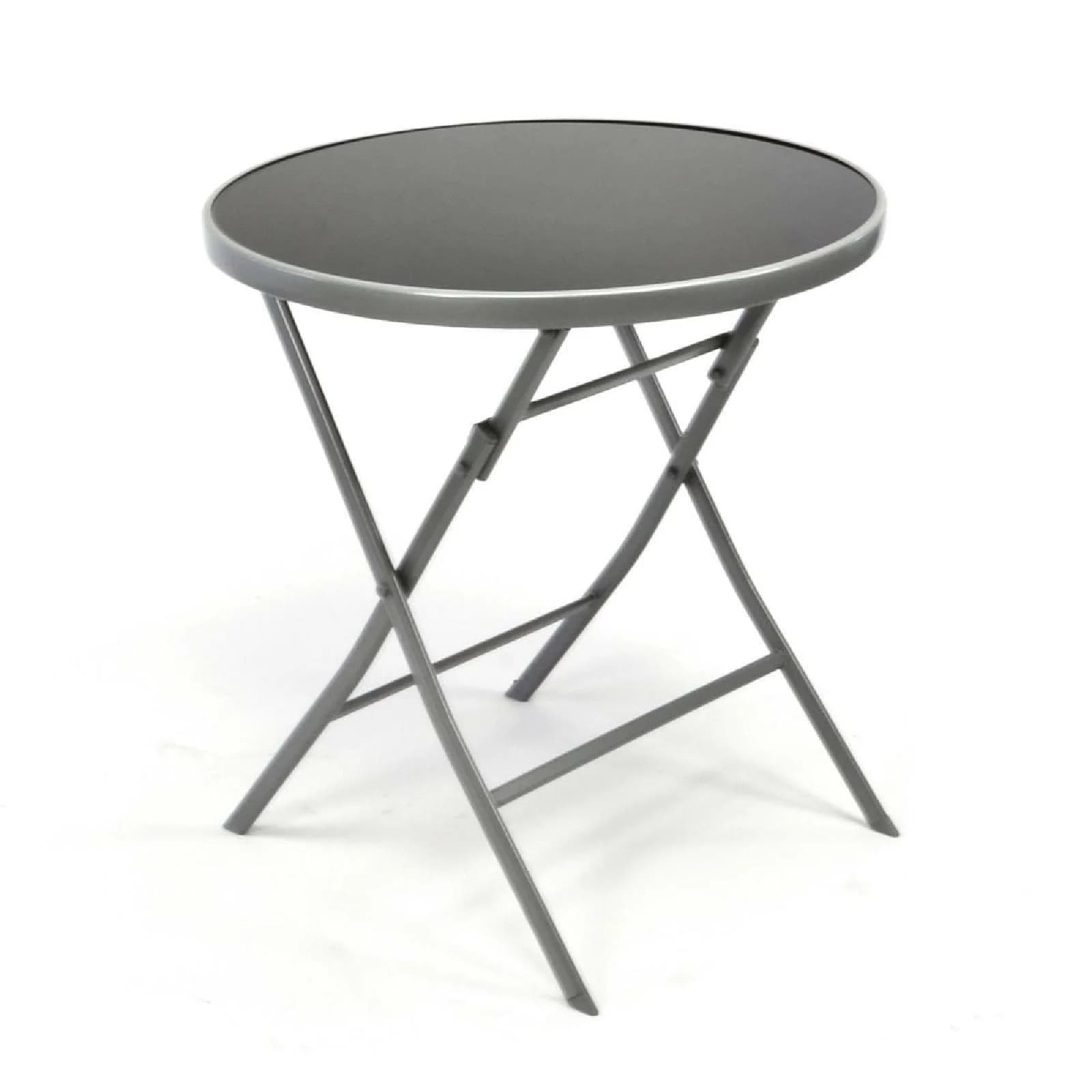 VCM Klapptisch mit Glasplatte Schwarz Silber - Bild 2