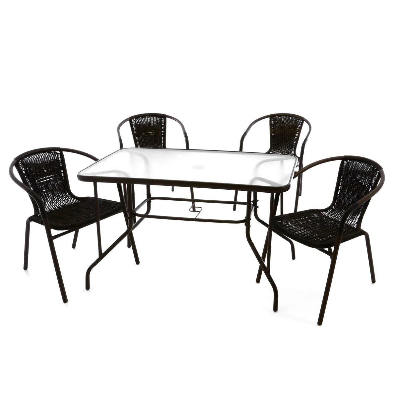 VCM Garten-Essgruppe 5-tlg. Braun Metall & Poly-Rattan - Bild 2
