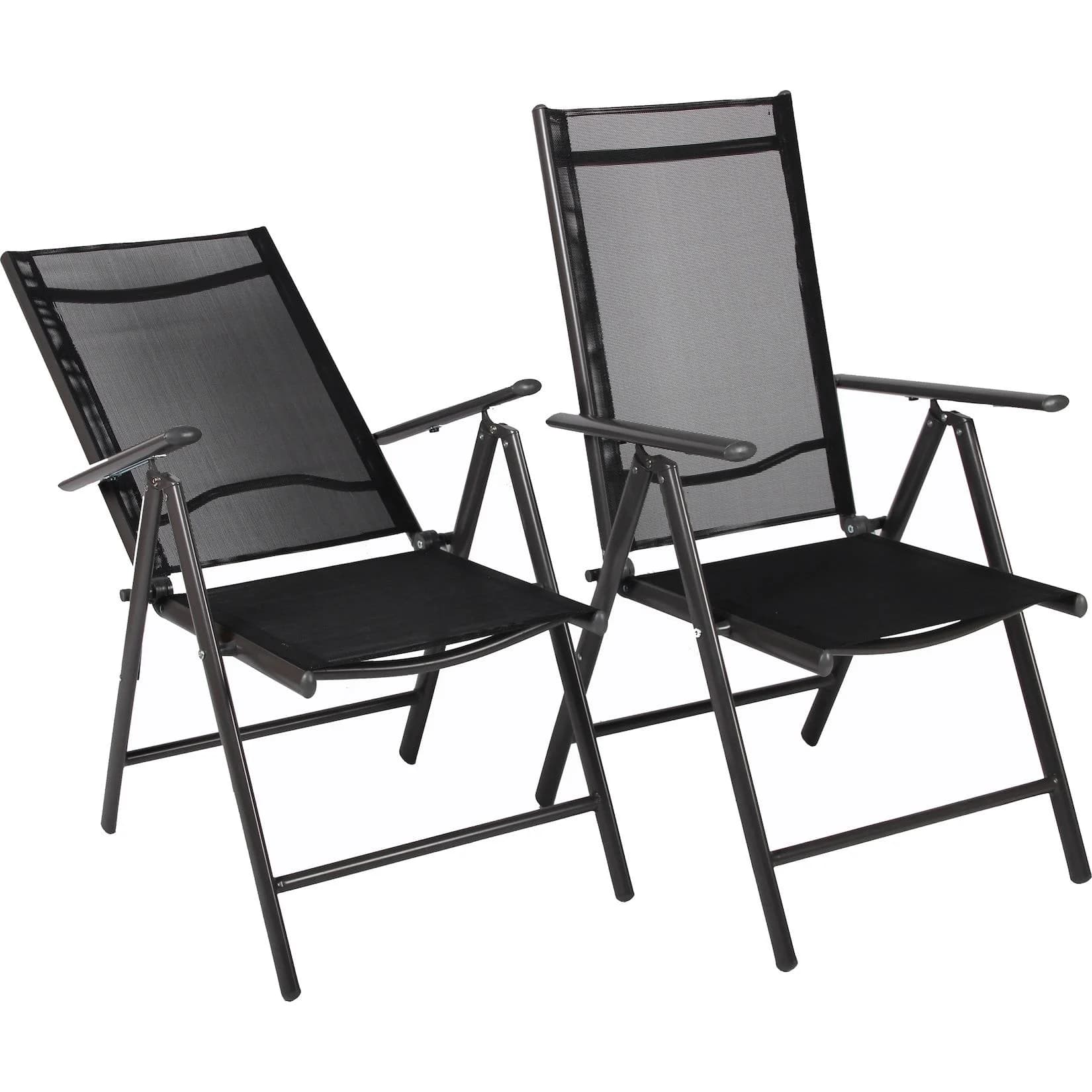 VCM 2er Set Alu Gartenstuhl Hochlehner Klappstuhl Anthrazit