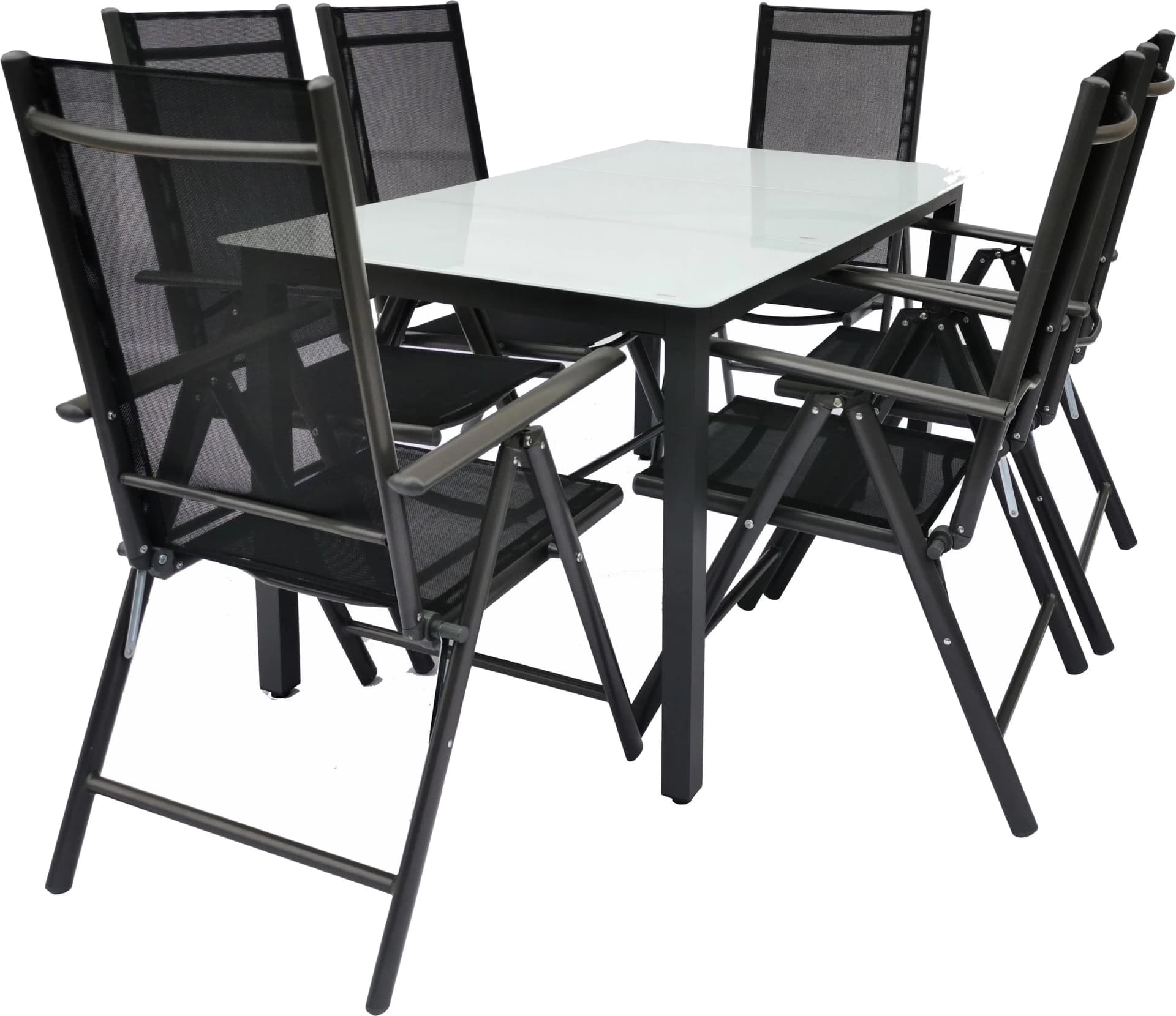 VCM Gartenmöbel-Set 7-tlg. Anthrazit mit klappbaren Stühlen & ESG-Glas - Bild 2