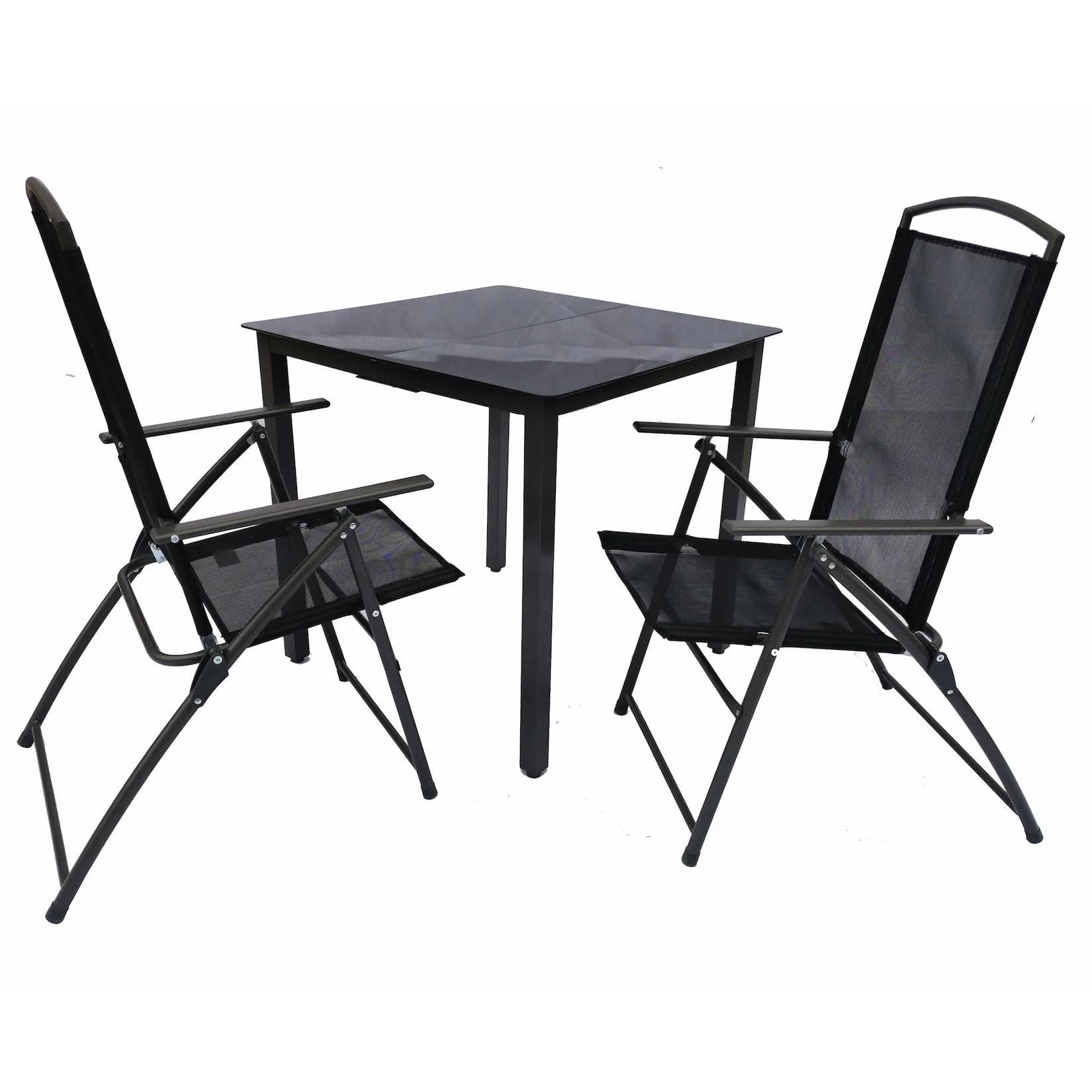 VCM Gartenmöbel Set 3-tlg. Essgruppe Tisch & 2 Stühle Anthrazit
