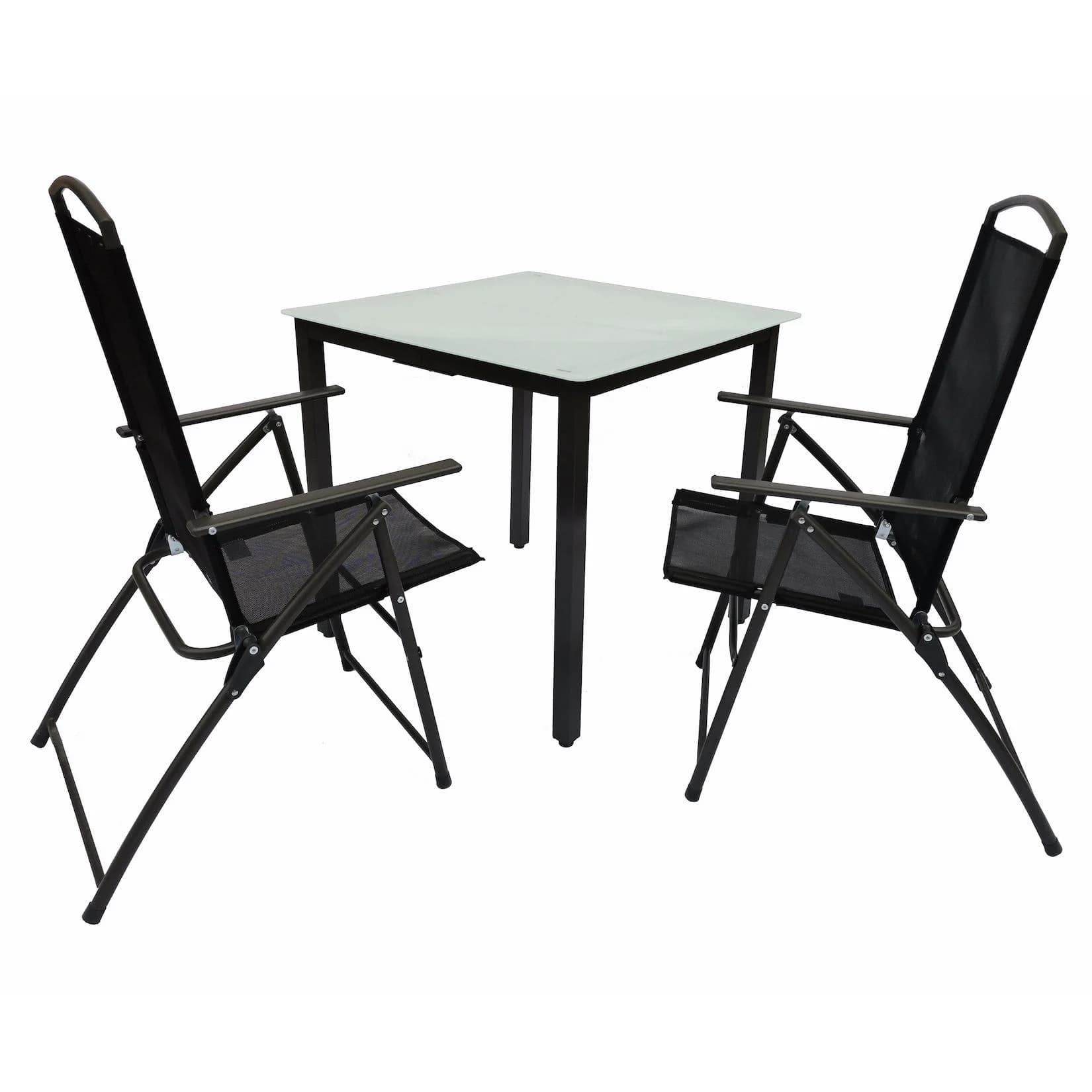 VCM 3-tlg. Gartenmöbel-Set mit Tisch und 2x Klappstühlen in Anthrazit