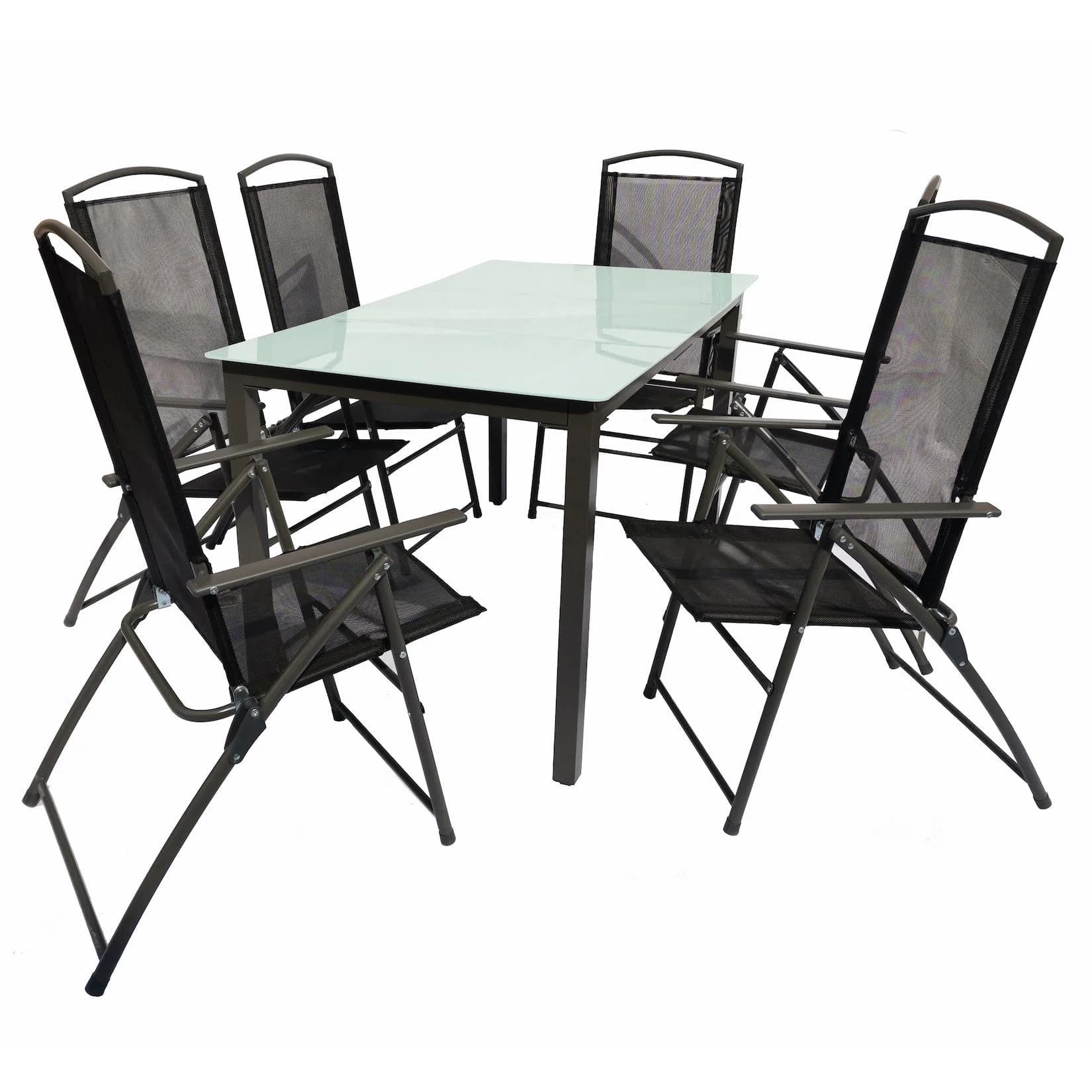 VCM 7-tlg Gartenmöbel Set Sitzgruppe Essgruppe 1x Tisch, 6x Stühle