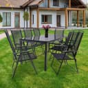 VCM 9-tlg. Gartenmöbel Set Anthrazit mit ESG-Glasplatte Bild 2