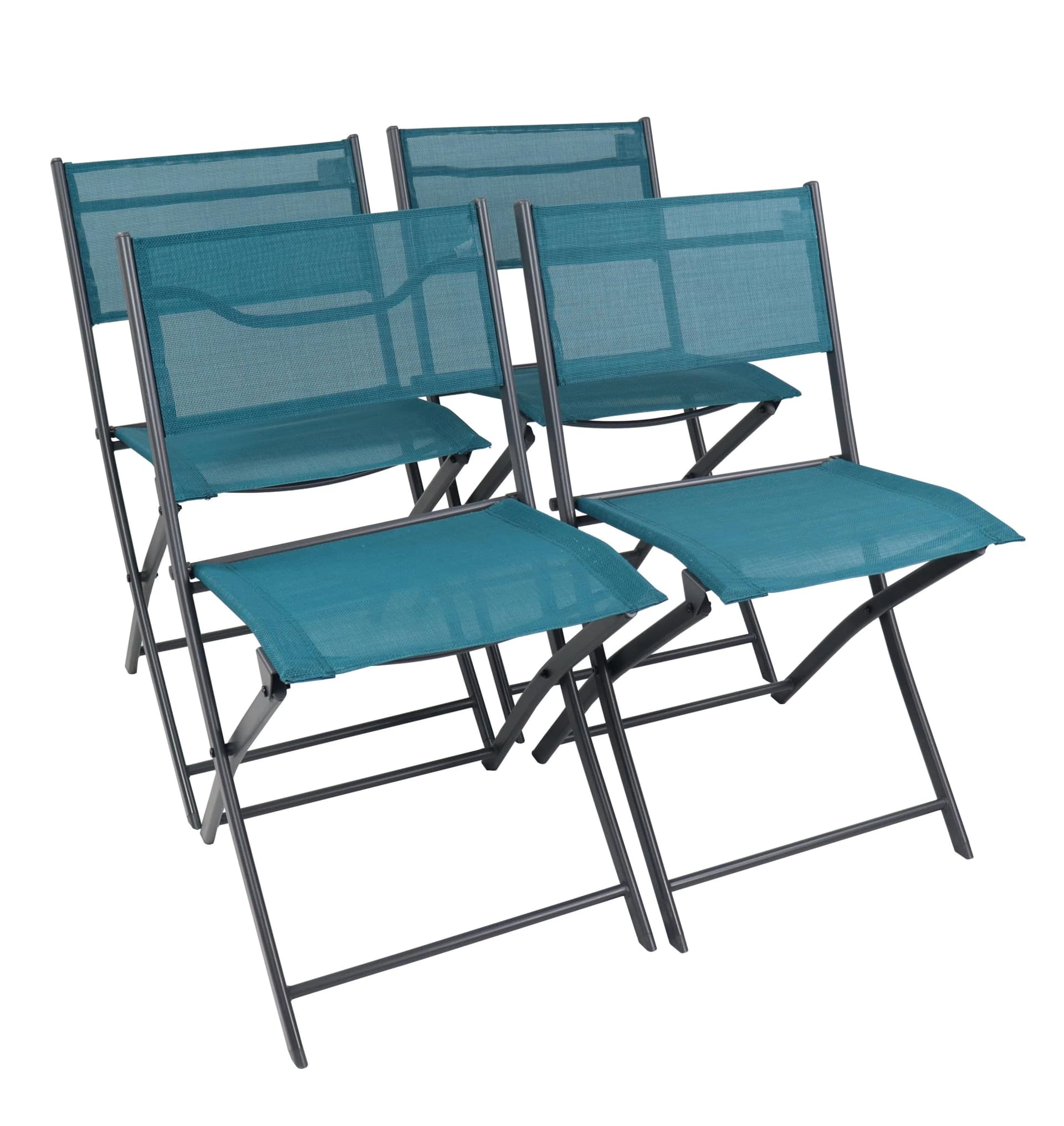 VCM Sumila 4-tlg. Gartenstuhl Set Türkis Klappbar Metall - Bild 2