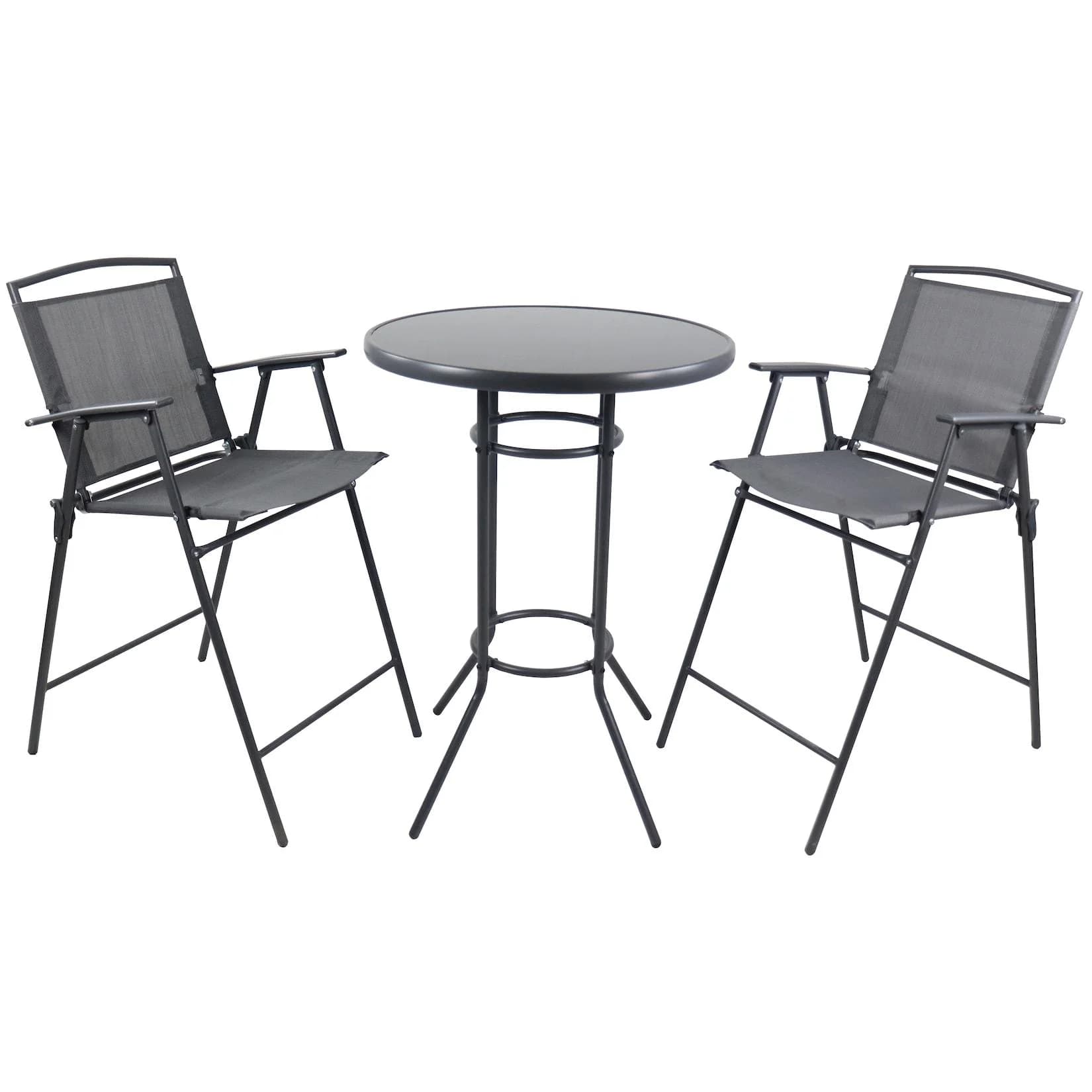 VCM Garten-Essgruppe 3-tlg. Barset Stehtisch Barstuhl Anthrazit