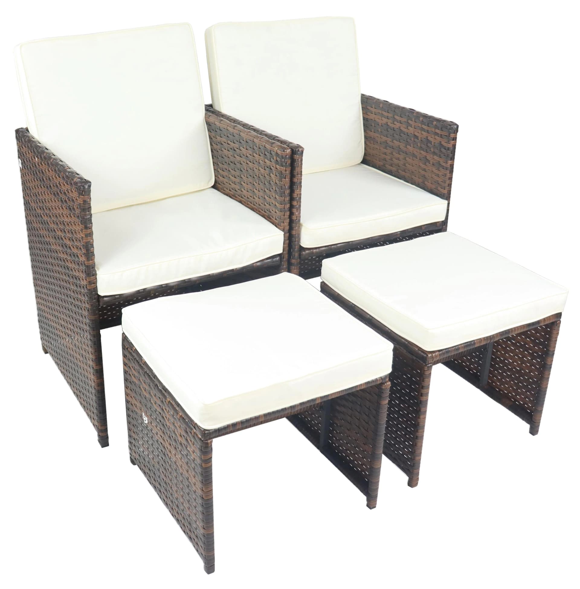 VCM 4-tlg. Gartenstuhl-Set mit Fußauflagen Braun Polyrattan Optik - Bild 2