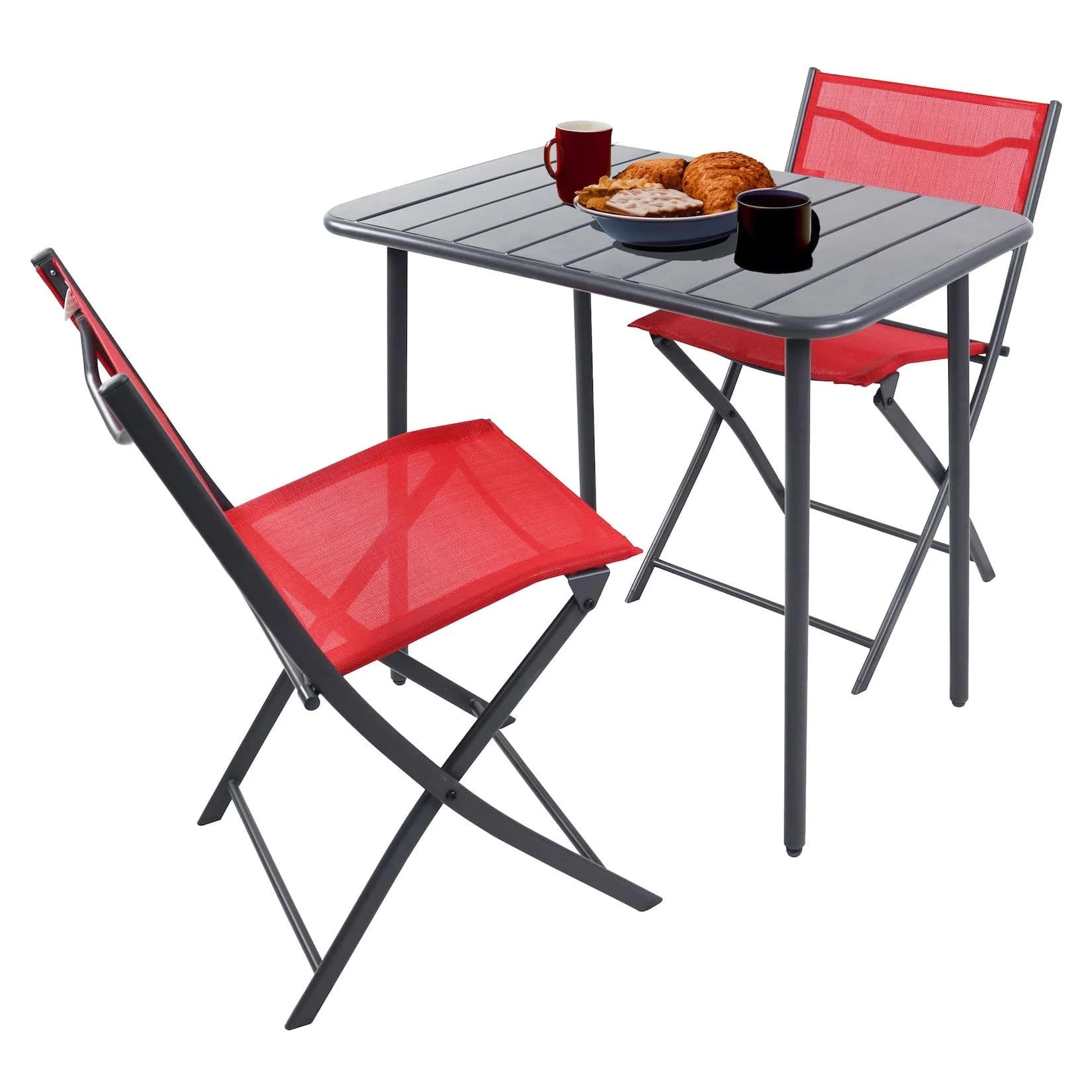 VCM 3-tlg Gartenmöbel Set Sitzgruppe Essgruppe 1xTisch, 2x Stühle Klappbar