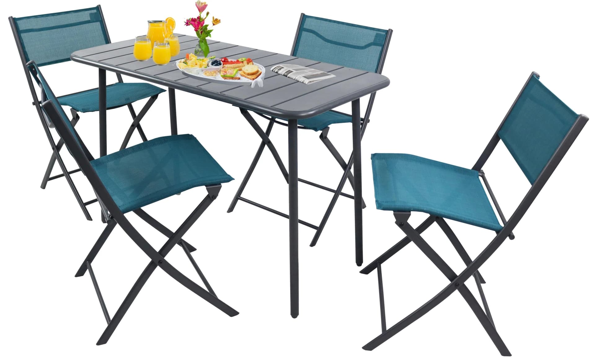 VCM Sumila 5-tlg. Bistroset Türkis Metall & Textilene - Bild 2