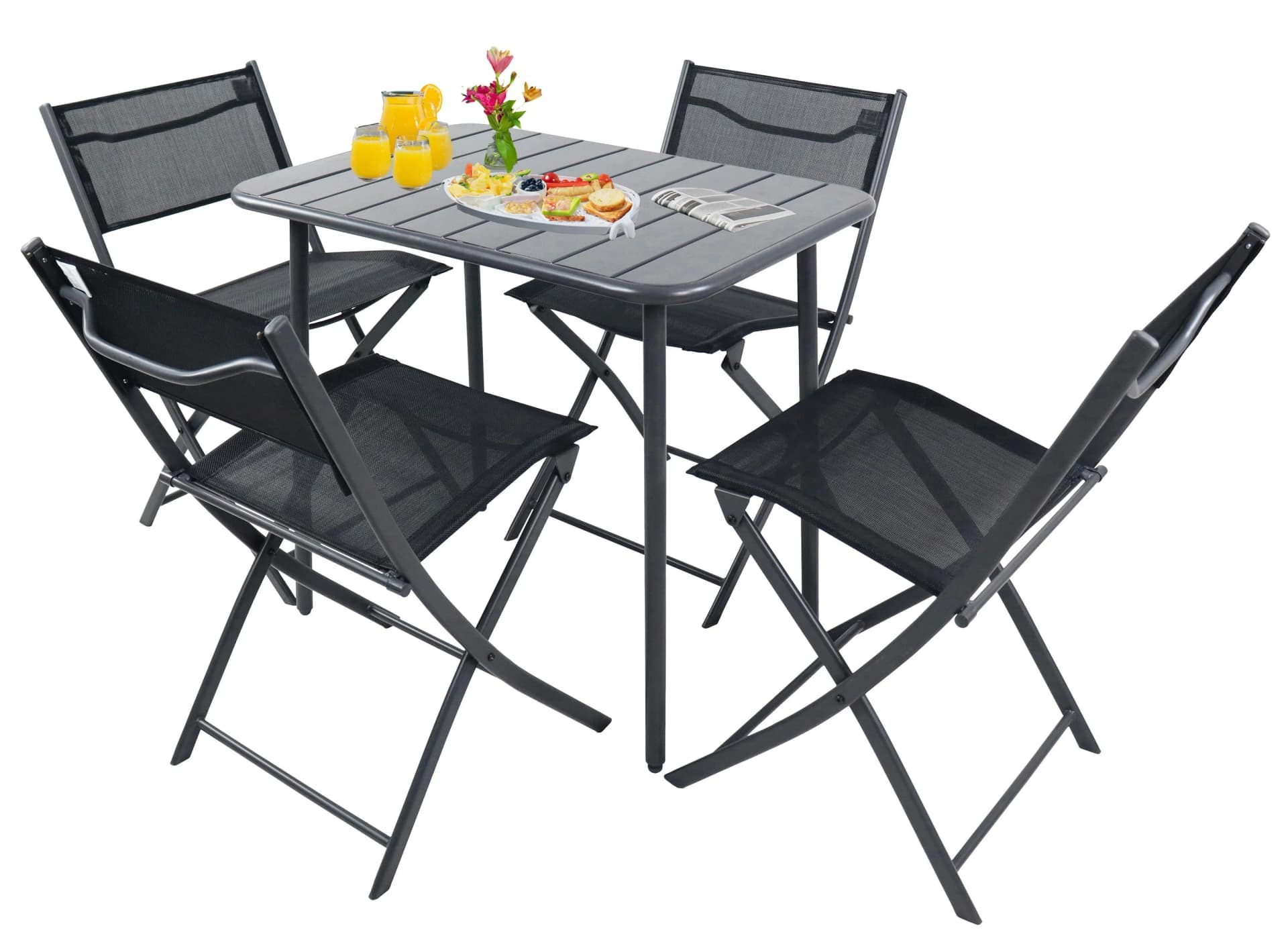 VCM 5-tlg Gartenmöbel Set Sitzgruppe Essgruppe 1xTisch, 4x Klappstühle - Bild 2