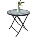 VCM Gartentisch rund 70 cm Metall mit Glasplatte klappbar wetterbeständig Bild 1