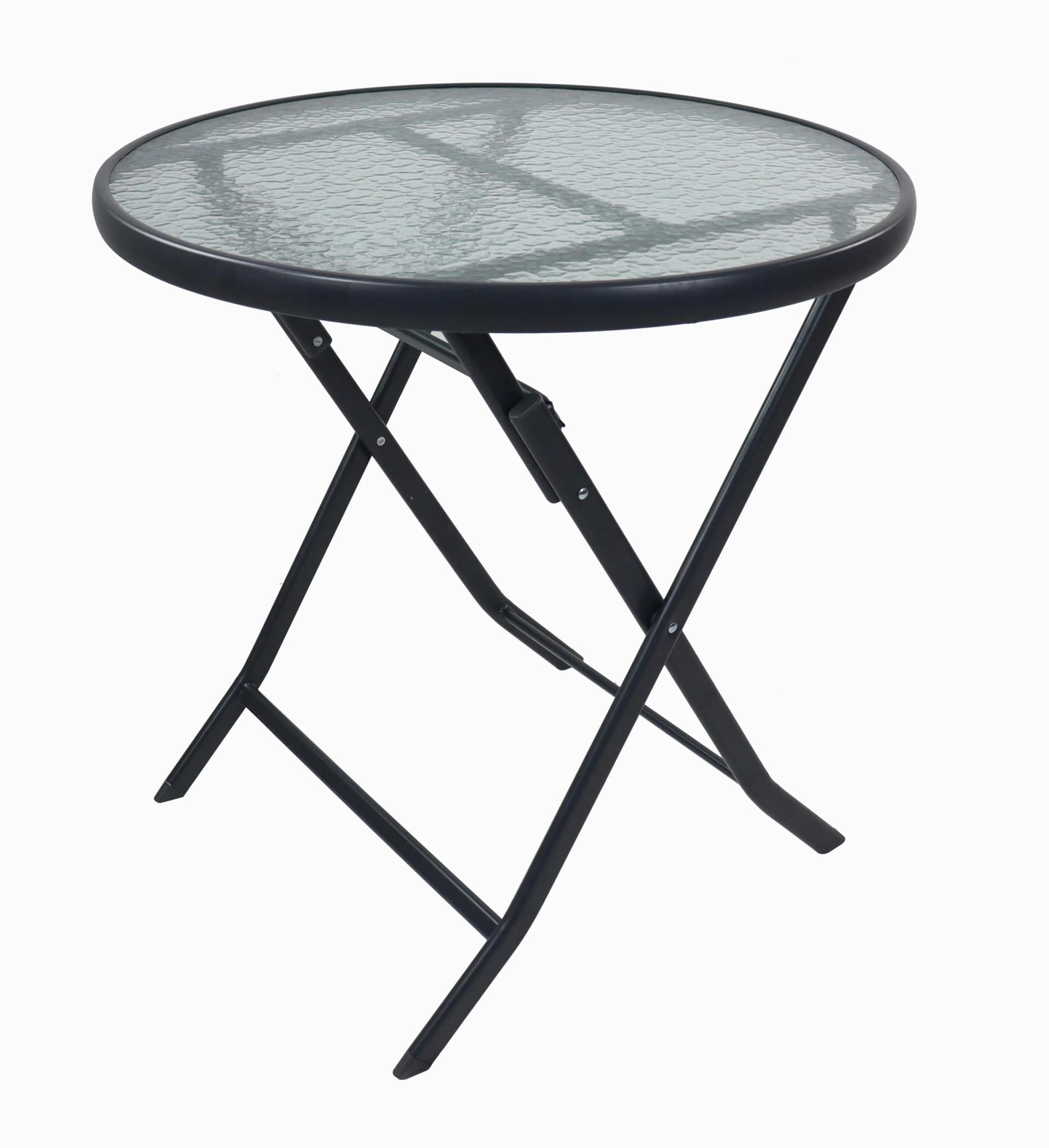 VCM Gartentisch rund 70 cm Metall mit Glasplatte klappbar wetterbeständig - Bild 2