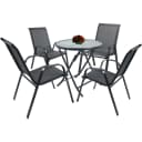 VCM 5-teilig Balkonmöbel Set mit runder Glasplatte und 4 Stühlen Bild 1